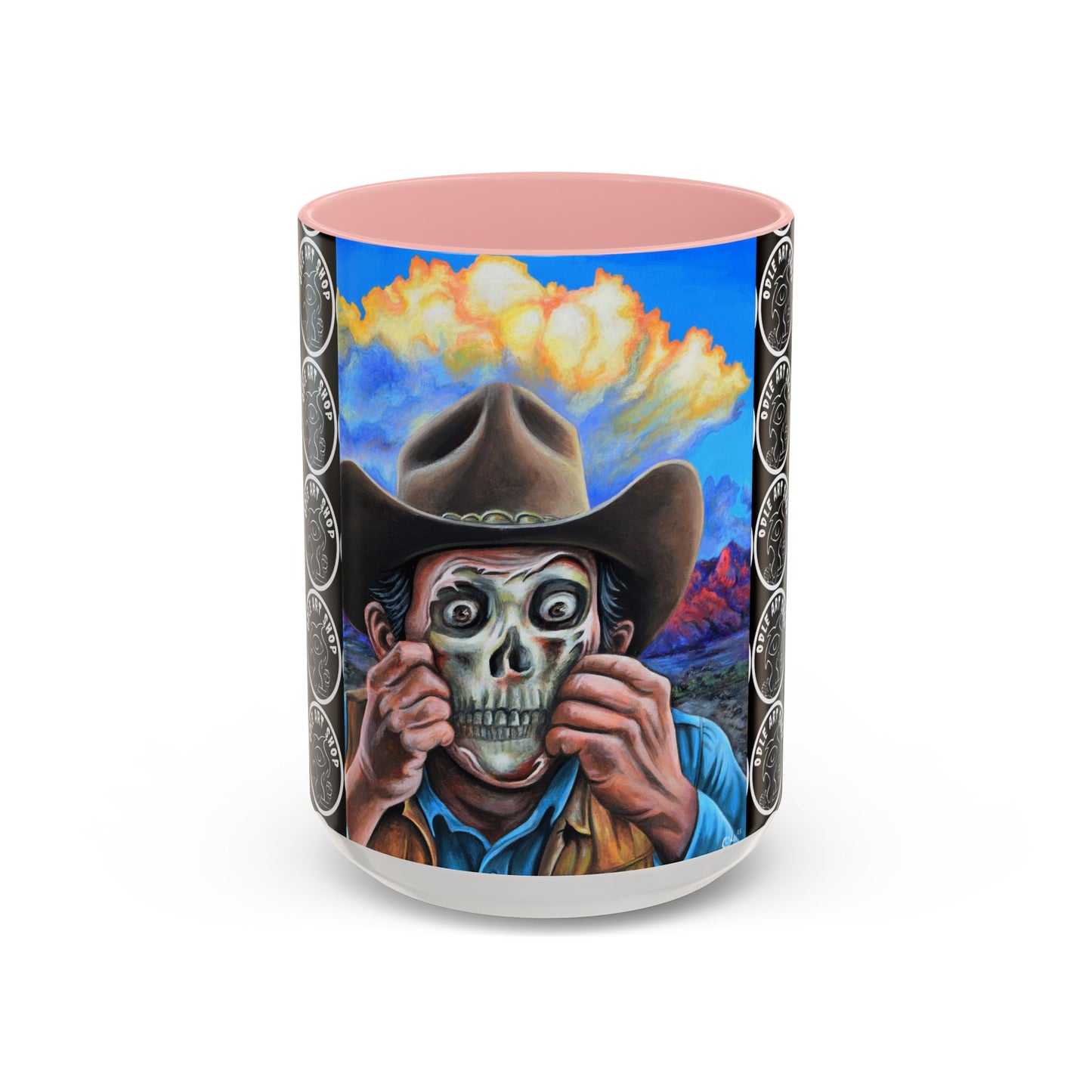 Day of the Dead Accent Coffee Mug, Colorful Skull Design Mug, Halloween Coffee Cup, Unique Art Coffee Mug