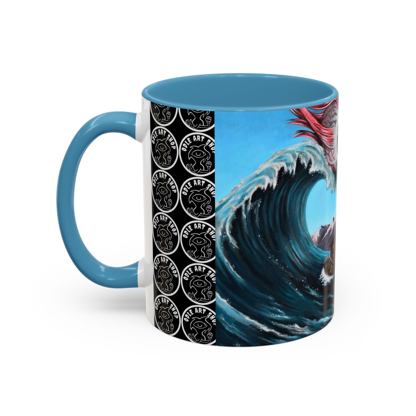 Surreal Sea Monster Accent Coffee Mug — Eyeball Wave Art (11/15oz)