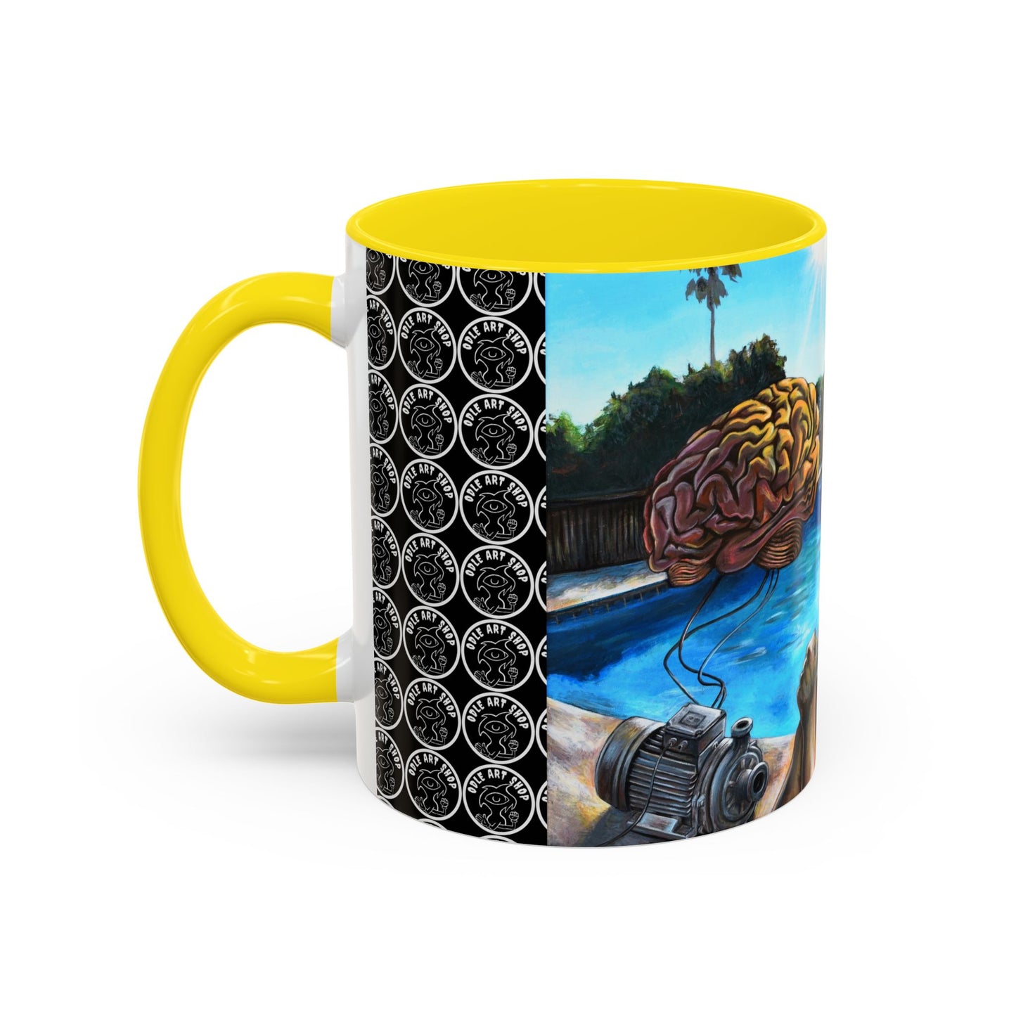 Surreal Poolside Art Coffee Mug — Color Accent 11/15oz