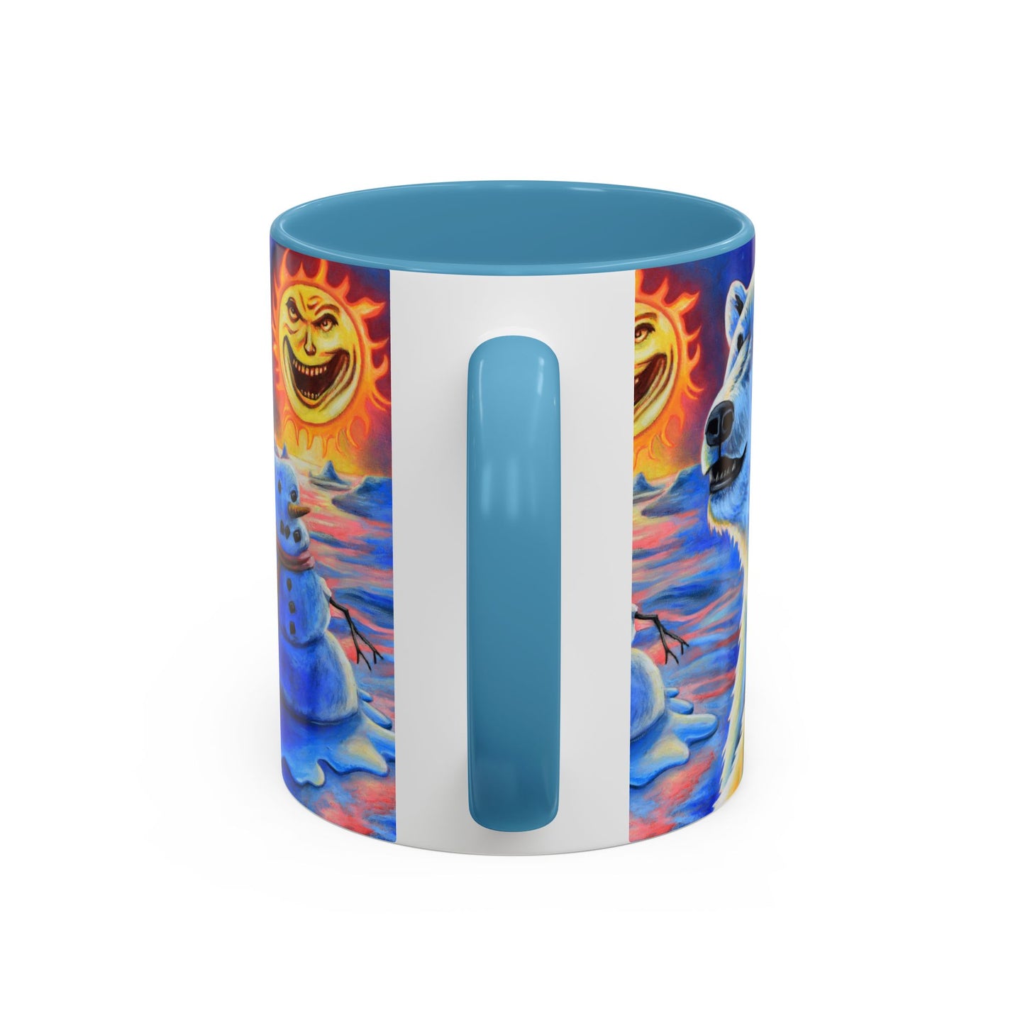 Vibrant Polar Art Coffee Mug | Fun Winter Beverage Cup, Holiday Gift, Unique Decor, Colorful Drinkware, Snowman Design
