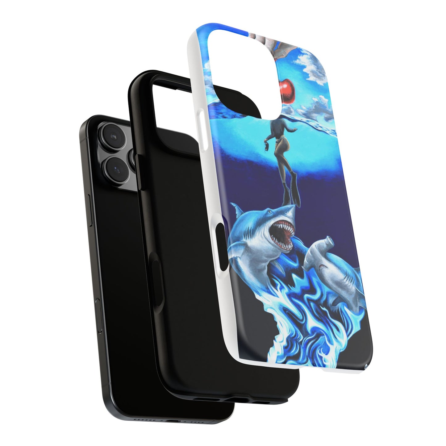 Shark Art Phone Case - Tough Cases, Unique Phone Accessories, Ocean-Inspired Gift, Underwater Art, Fun Phone Cover, Beach Lover Gift