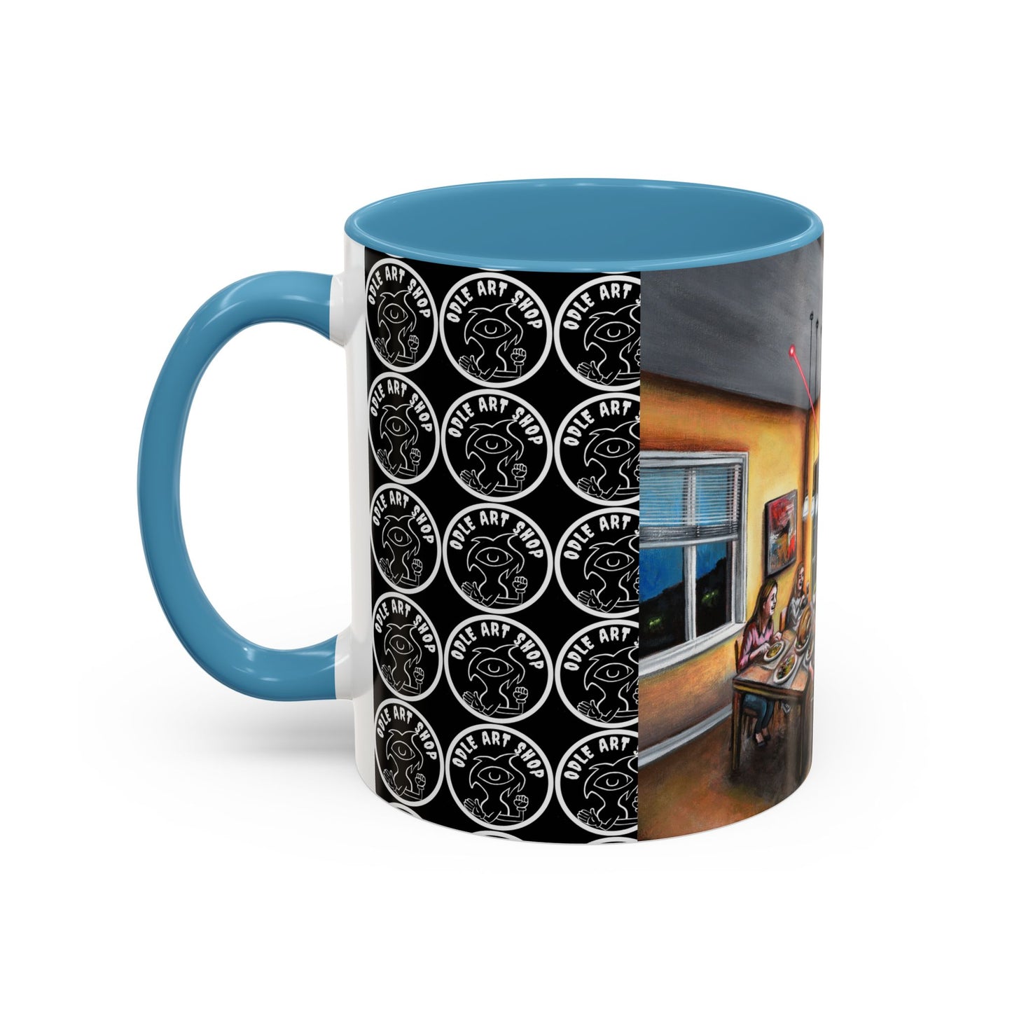 Surreal Dinner Party Accent Coffee Mug — Whimsical Art Coffee Cup (11/15oz)