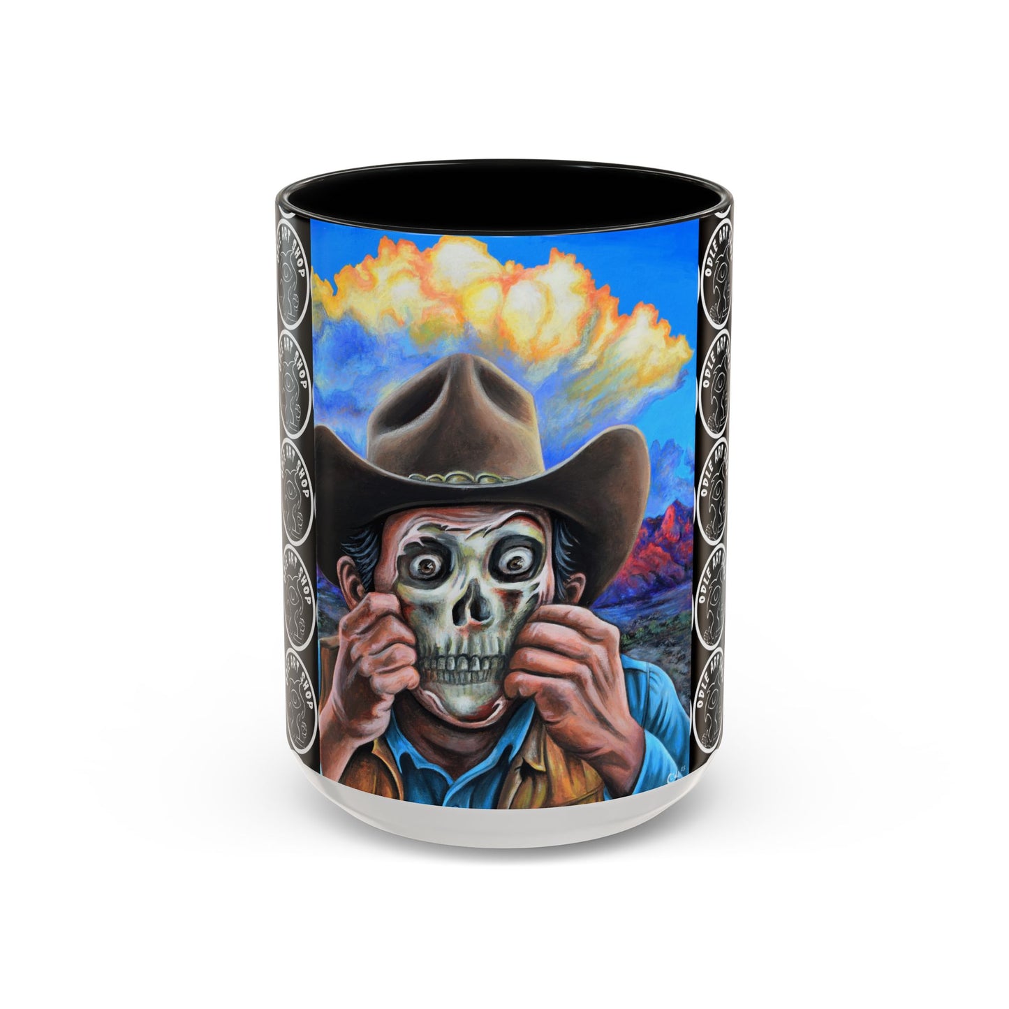 Day of the Dead Accent Coffee Mug, Colorful Skull Design Mug, Halloween Coffee Cup, Unique Art Coffee Mug