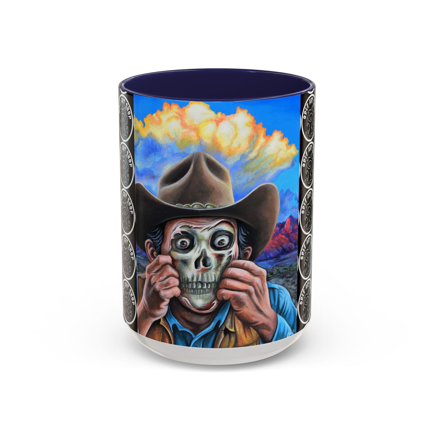 Day of the Dead Accent Coffee Mug, Colorful Skull Design Mug, Halloween Coffee Cup, Unique Art Coffee Mug