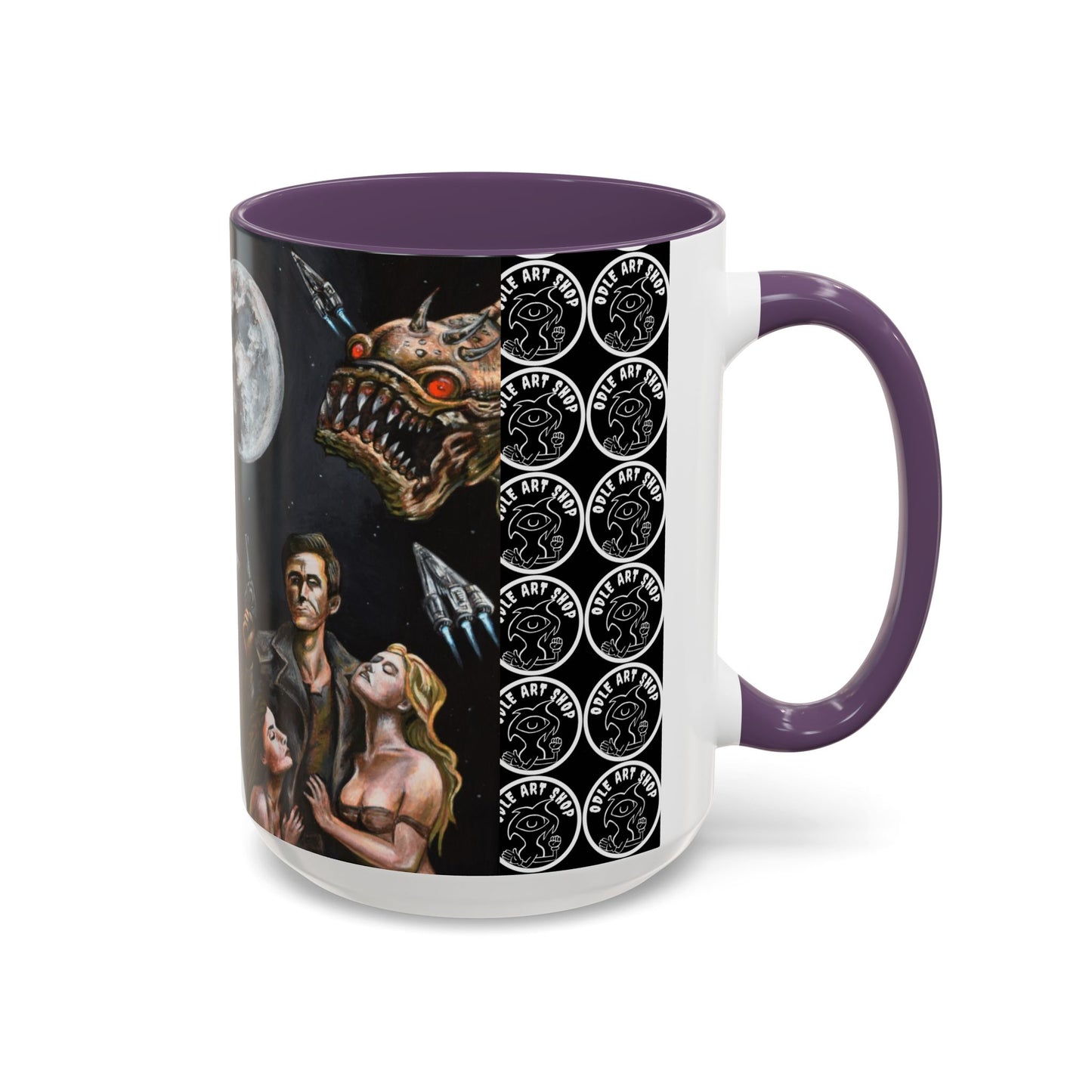 Space Adventure Coffee Mug - Retro Sci‑Fi Crew & Alien Monsters
