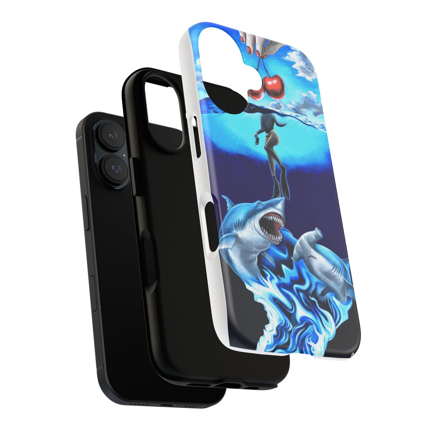 Shark Art Phone Case - Tough Cases, Unique Phone Accessories, Ocean-Inspired Gift, Underwater Art, Fun Phone Cover, Beach Lover Gift