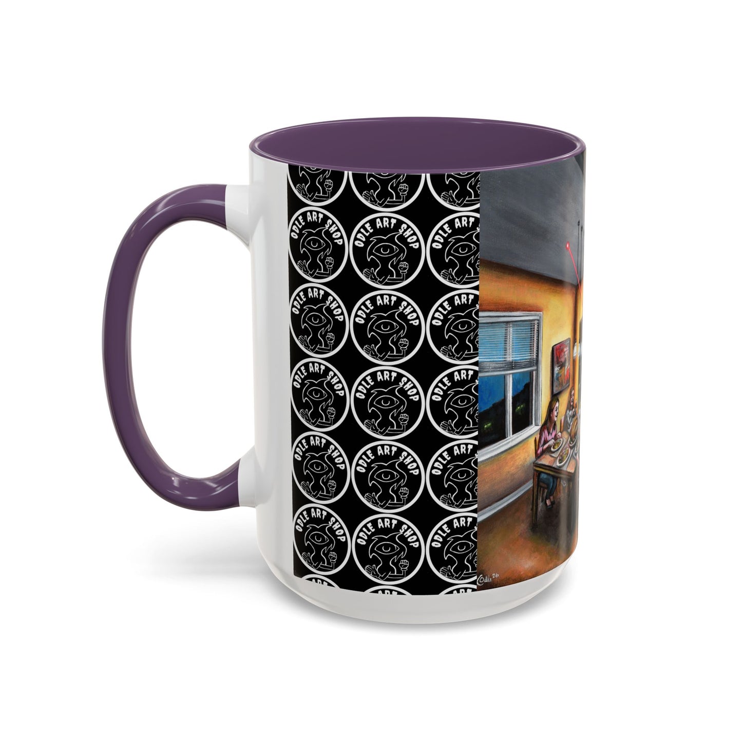 Surreal Dinner Party Accent Coffee Mug — Whimsical Art Coffee Cup (11/15oz)