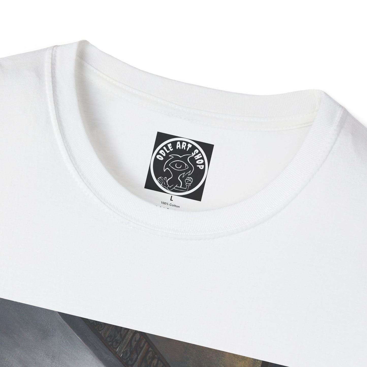 Surreal Spiral Staircase Art T-Shirt — Hand-Painted Room Scene Graphic Tee