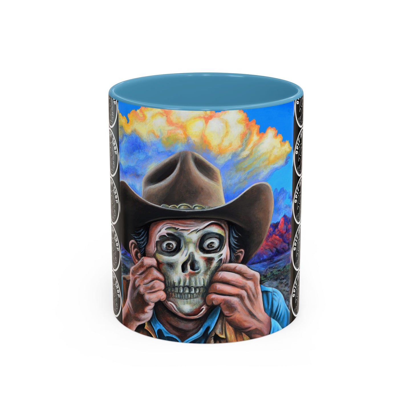 Day of the Dead Accent Coffee Mug, Colorful Skull Design Mug, Halloween Coffee Cup, Unique Art Coffee Mug