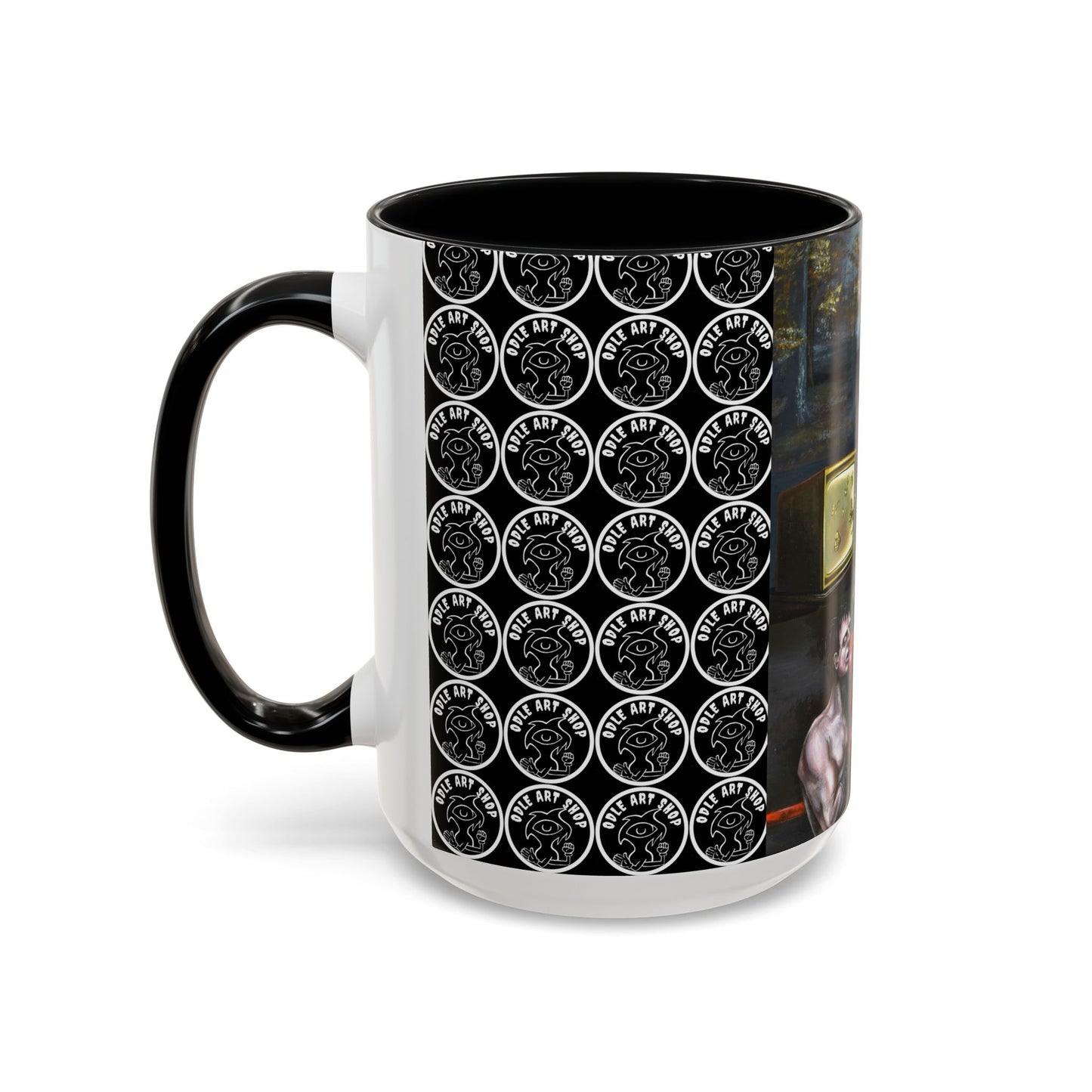 Literary Classics Collage Accent Coffee Mug — Boxing, Butterflies & Dark Forest Art (11/15oz)