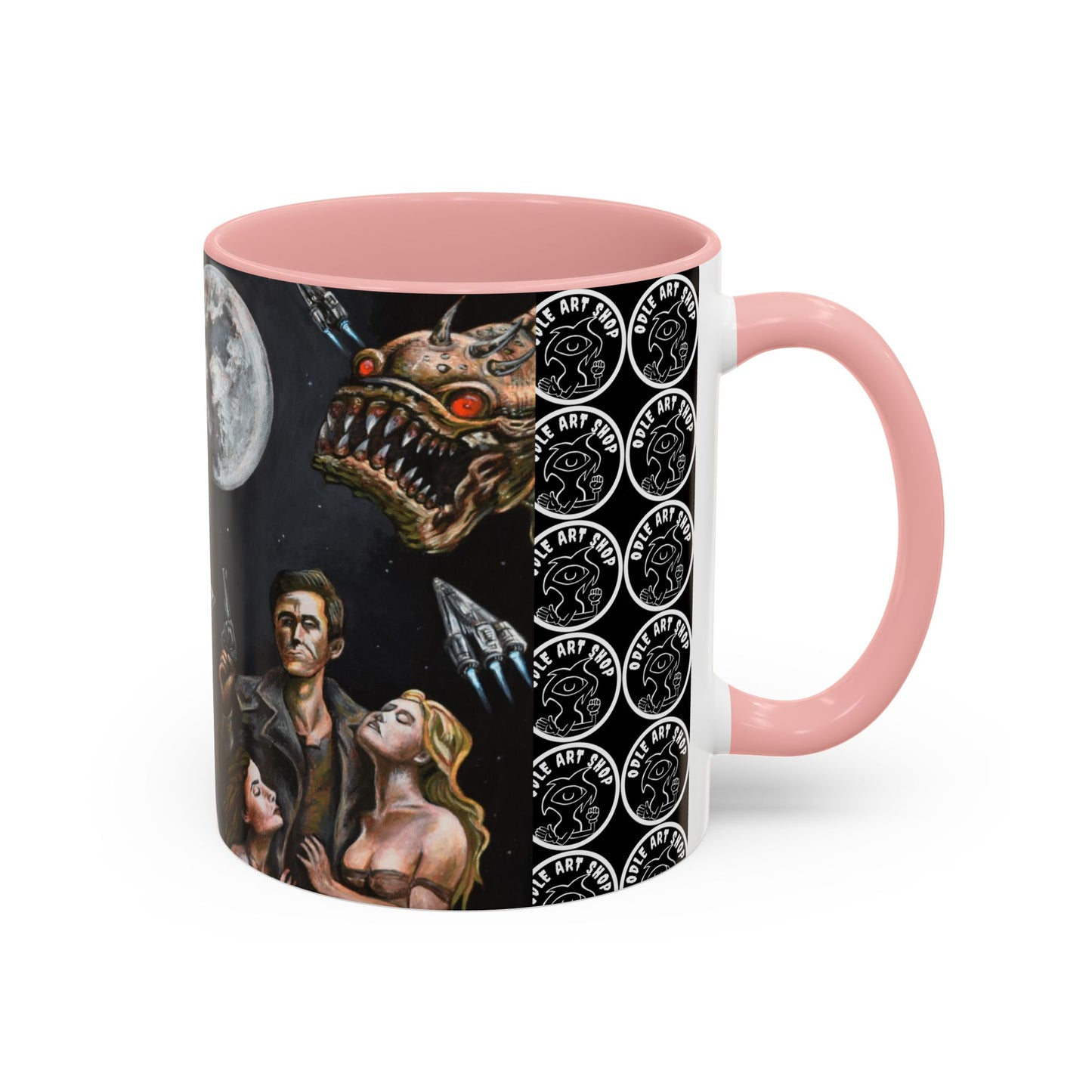 Space Adventure Coffee Mug - Retro Sci‑Fi Crew & Alien Monsters