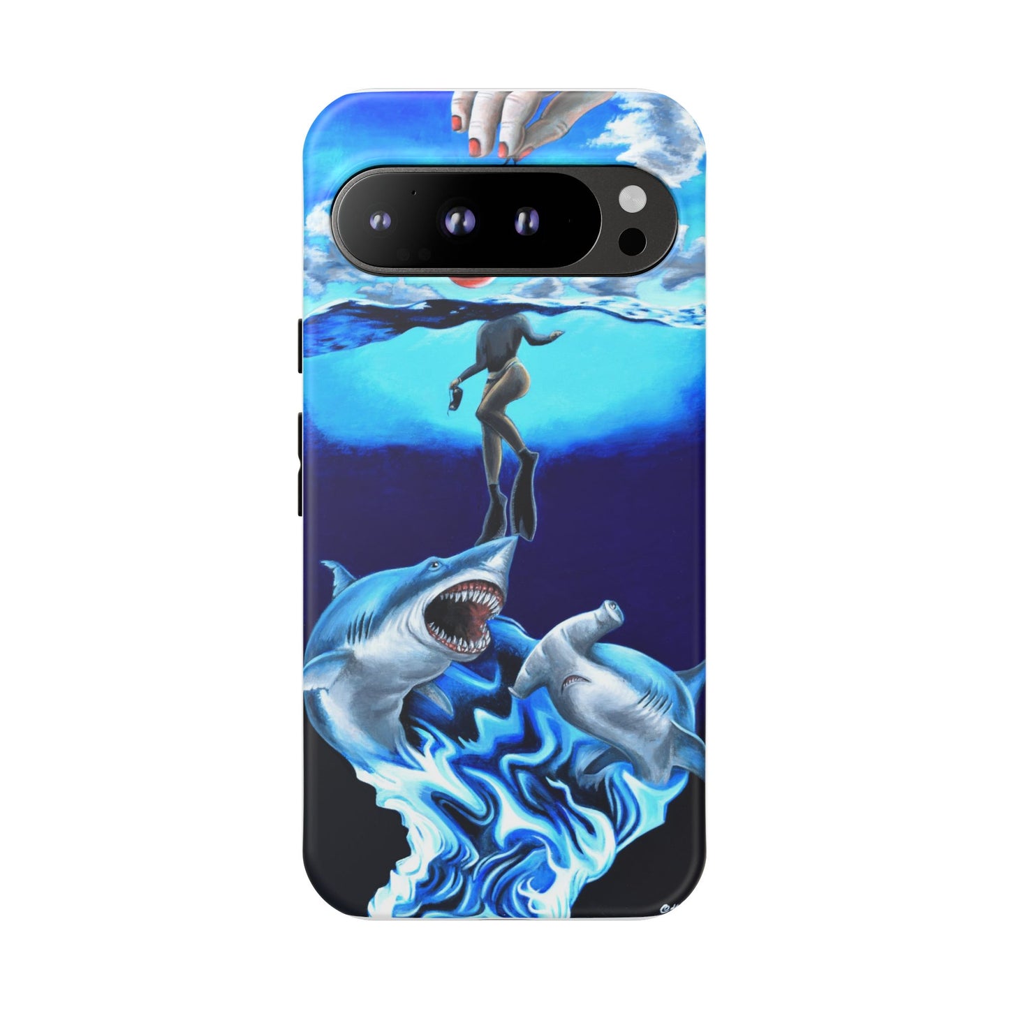 Shark Art Phone Case - Tough Cases, Unique Phone Accessories, Ocean-Inspired Gift, Underwater Art, Fun Phone Cover, Beach Lover Gift