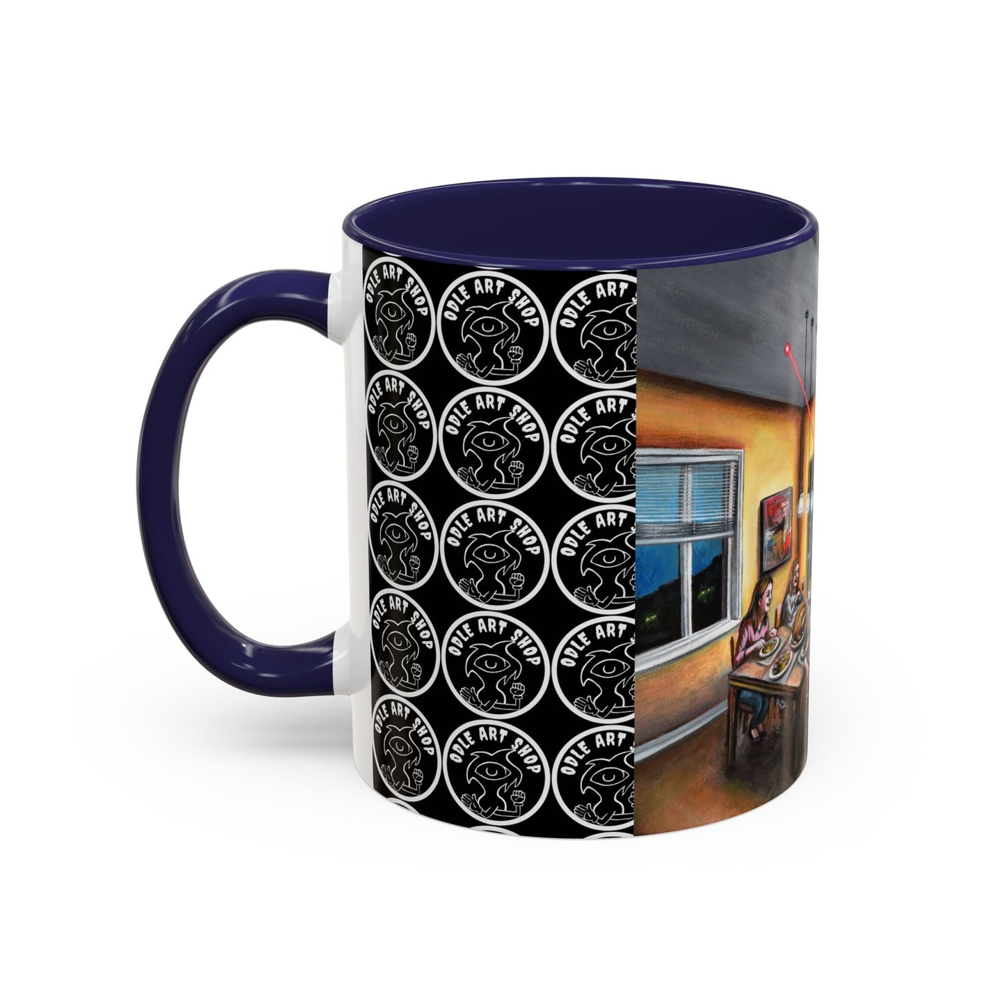 Surreal Dinner Party Accent Coffee Mug — Whimsical Art Coffee Cup (11/15oz)