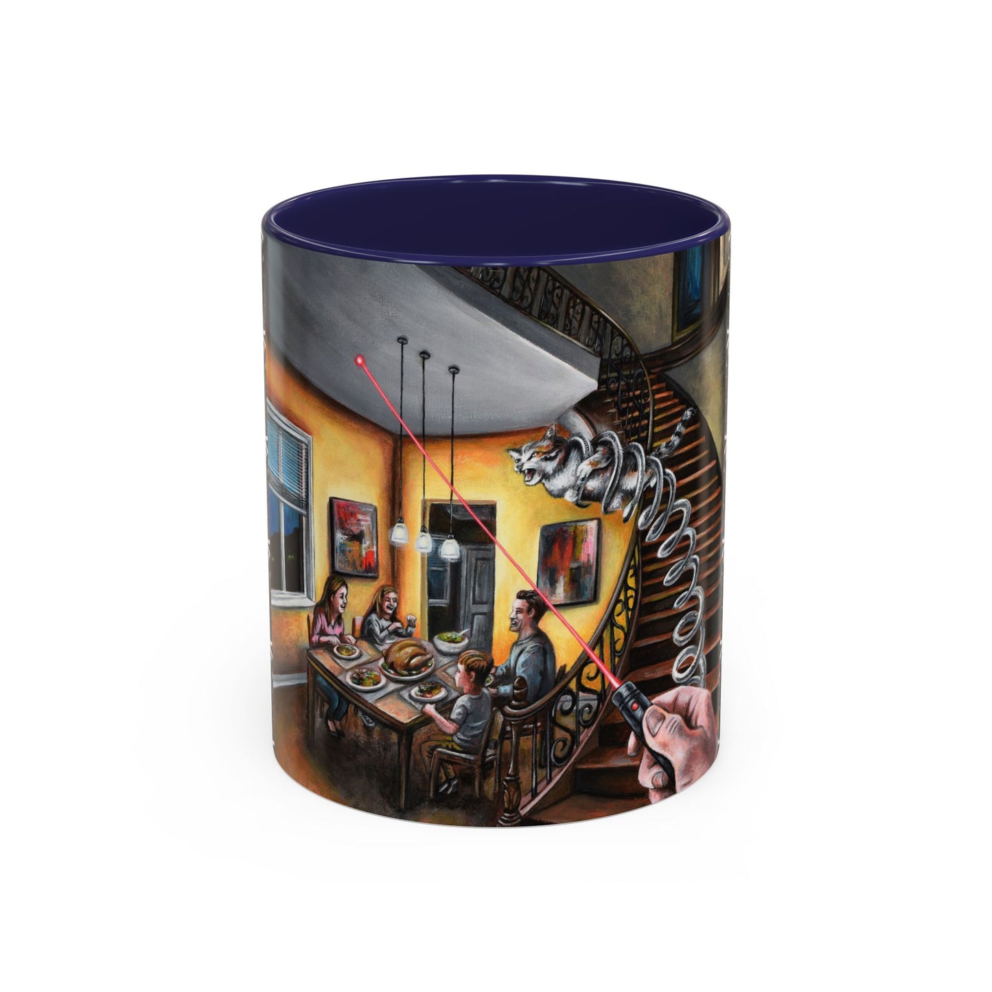 Surreal Dinner Party Accent Coffee Mug — Whimsical Art Coffee Cup (11/15oz)