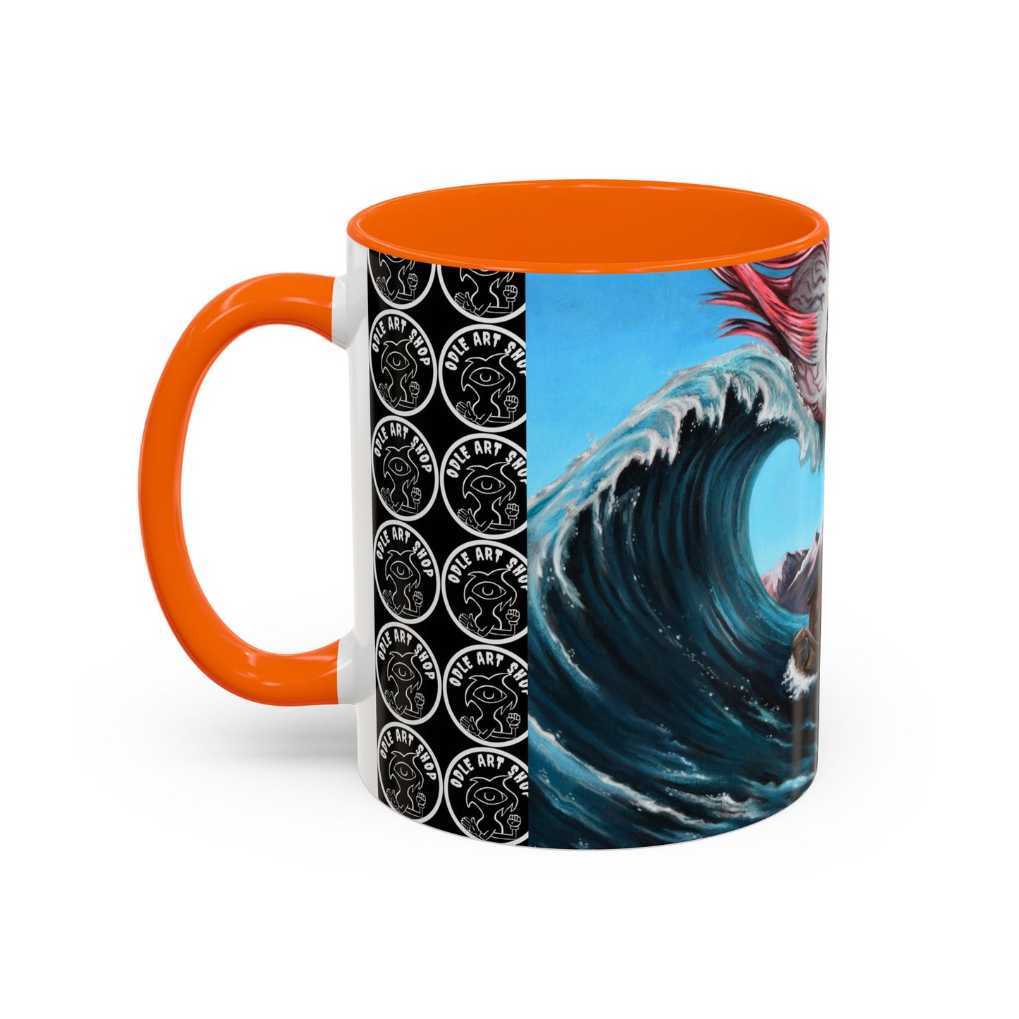 Surreal Sea Monster Accent Coffee Mug — Eyeball Wave Art (11/15oz)