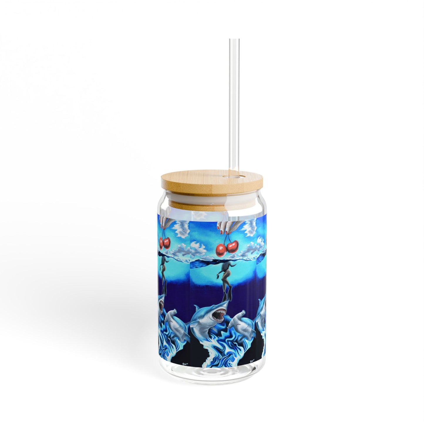 Artistic Sipper Glass with Straw, 16oz - Fun Summer Drinkware, Unique Gift for Friends, Beach Party Accessory, Ocean Themed Decor, [...]