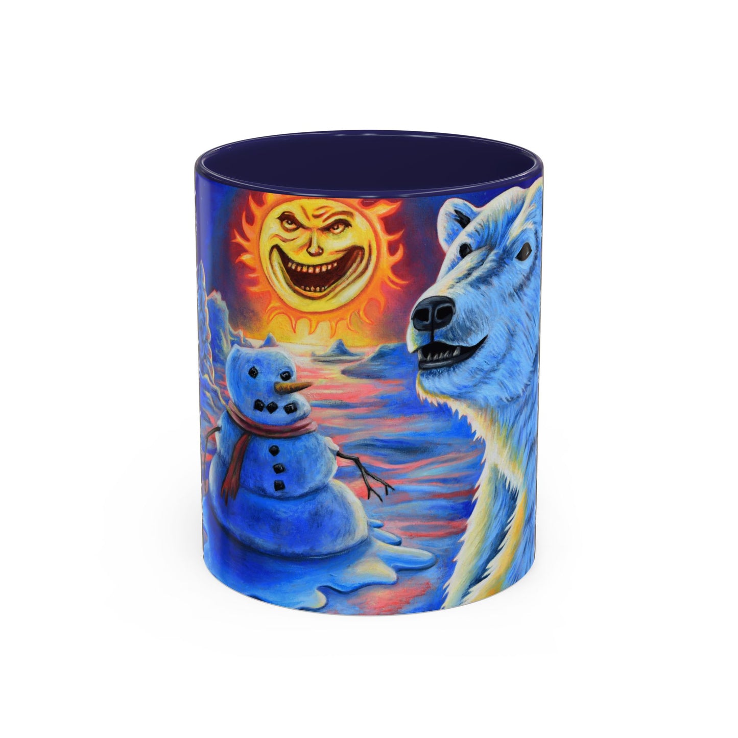 Vibrant Polar Art Coffee Mug | Fun Winter Beverage Cup, Holiday Gift, Unique Decor, Colorful Drinkware, Snowman Design