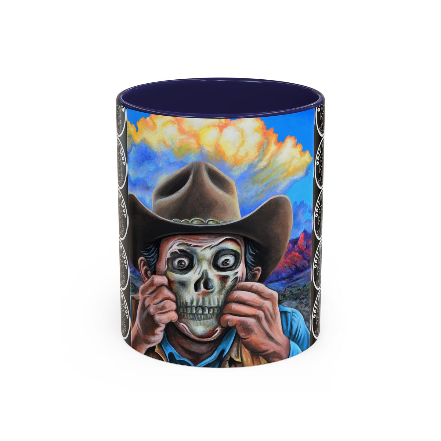 Day of the Dead Accent Coffee Mug, Colorful Skull Design Mug, Halloween Coffee Cup, Unique Art Coffee Mug
