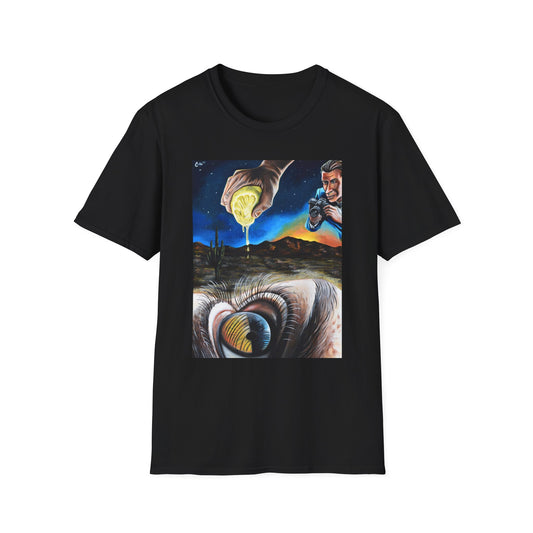 Galactic Adventure Unisex Softstyle T-Shirt, Cosmic Shirt, Art Tee, Sci-Fi Gift, Festival Wear, Unisex Graphic Tee