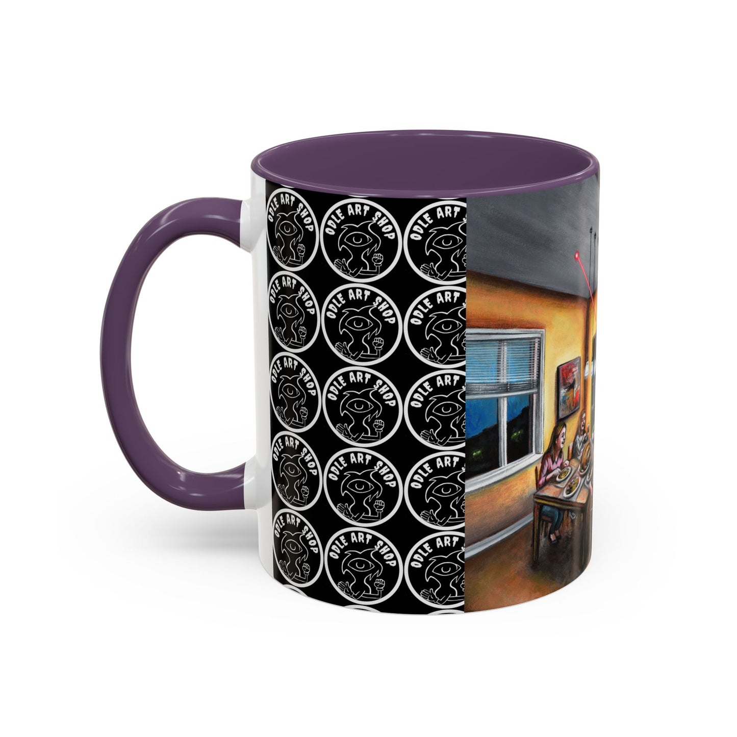 Surreal Dinner Party Accent Coffee Mug — Whimsical Art Coffee Cup (11/15oz)