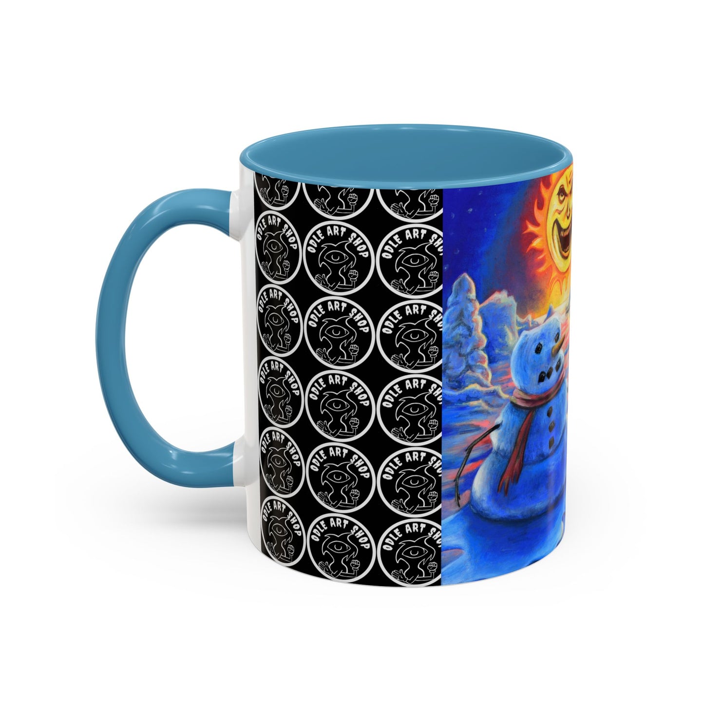 Vibrant Polar Art Coffee Mug | Fun Winter Beverage Cup, Holiday Gift, Unique Decor, Colorful Drinkware, Snowman Design