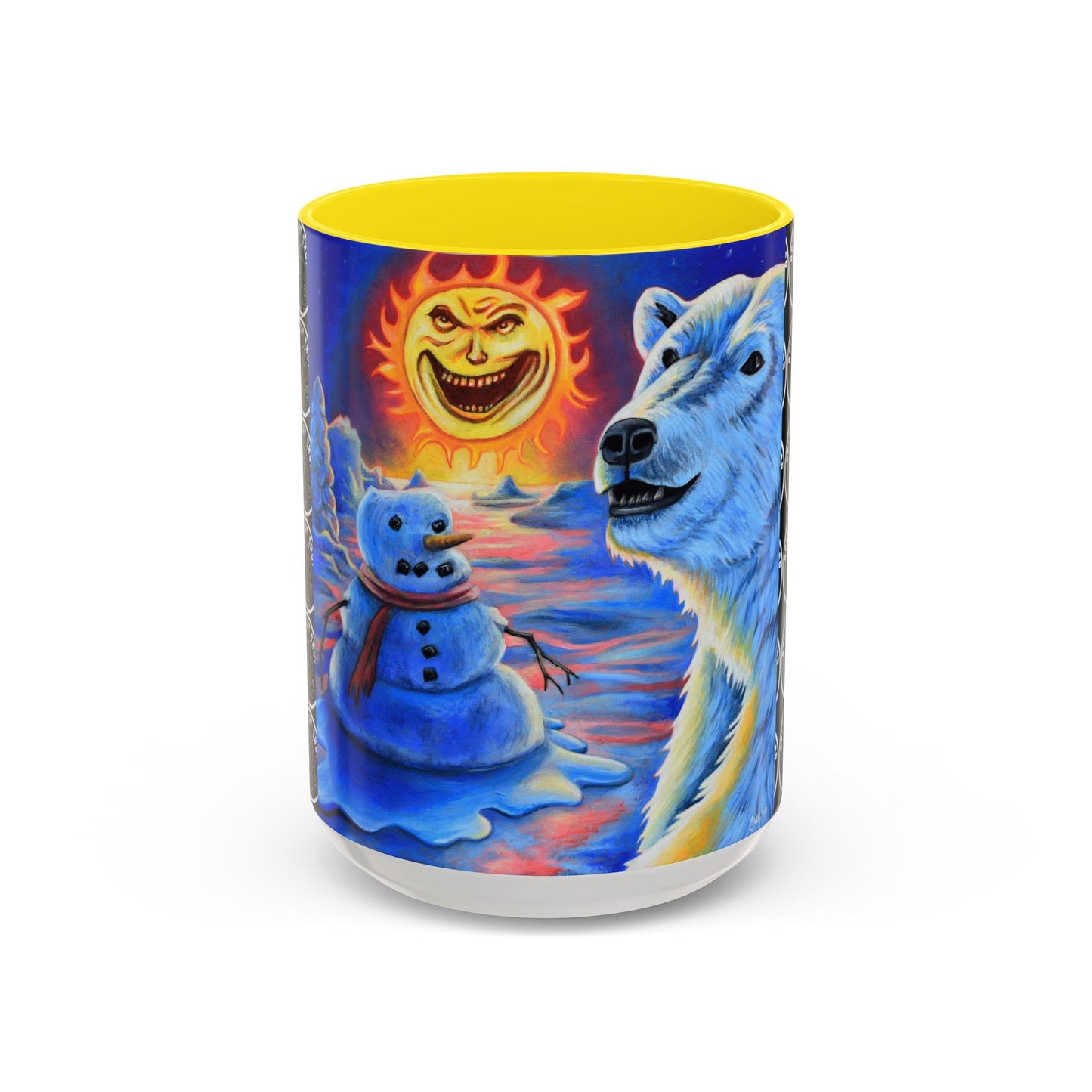 Vibrant Polar Art Coffee Mug | Fun Winter Beverage Cup, Holiday Gift, Unique Decor, Colorful Drinkware, Snowman Design