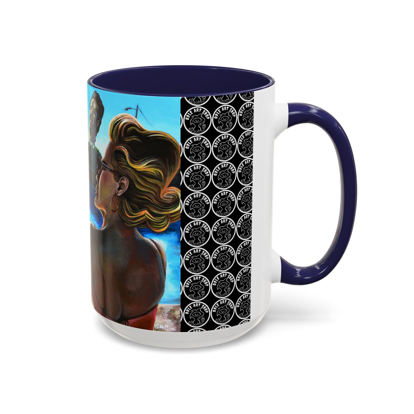 Surreal Poolside Art Coffee Mug — Color Accent 11/15oz