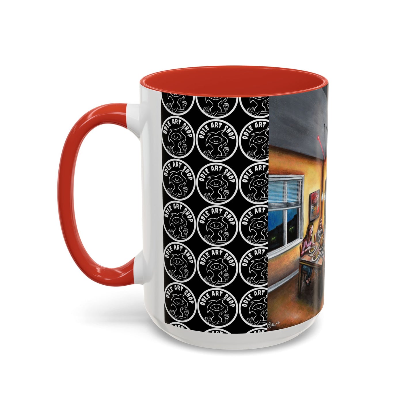 Surreal Dinner Party Accent Coffee Mug — Whimsical Art Coffee Cup (11/15oz)