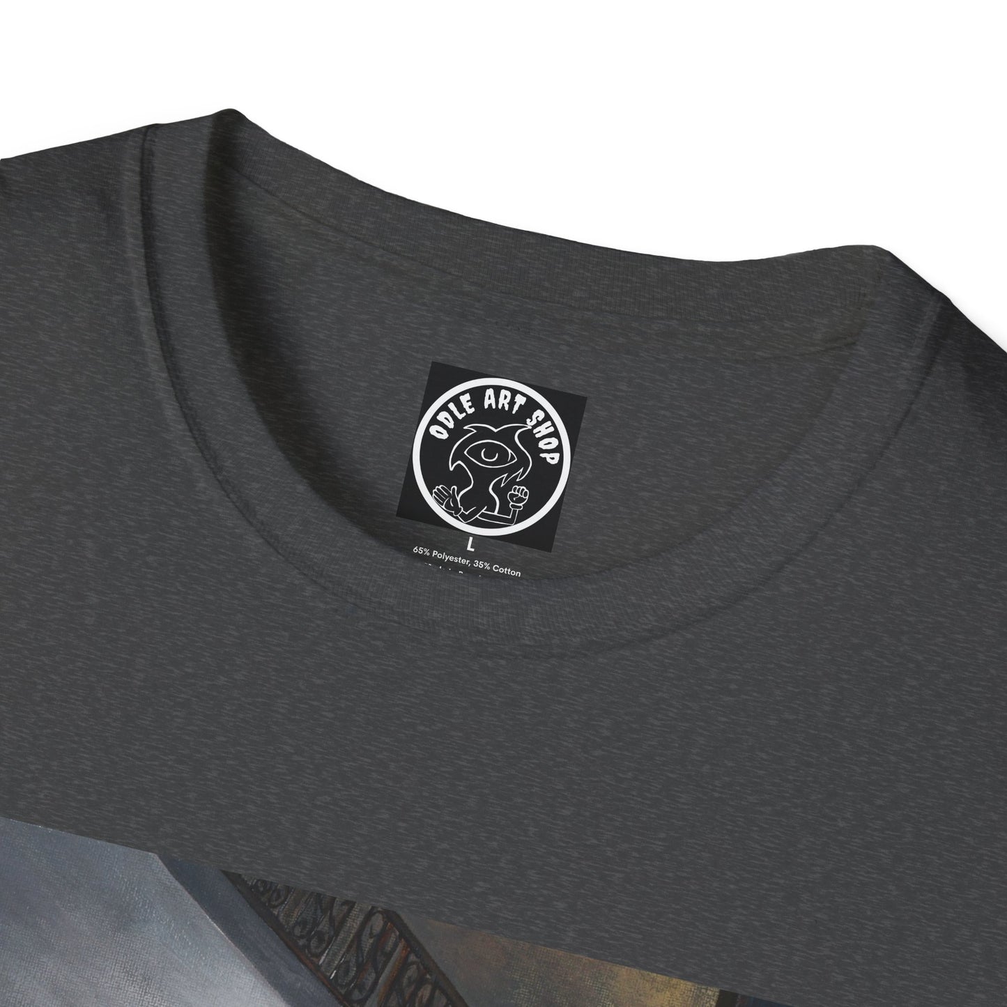 Surreal Spiral Staircase Art T-Shirt — Hand-Painted Room Scene Graphic Tee