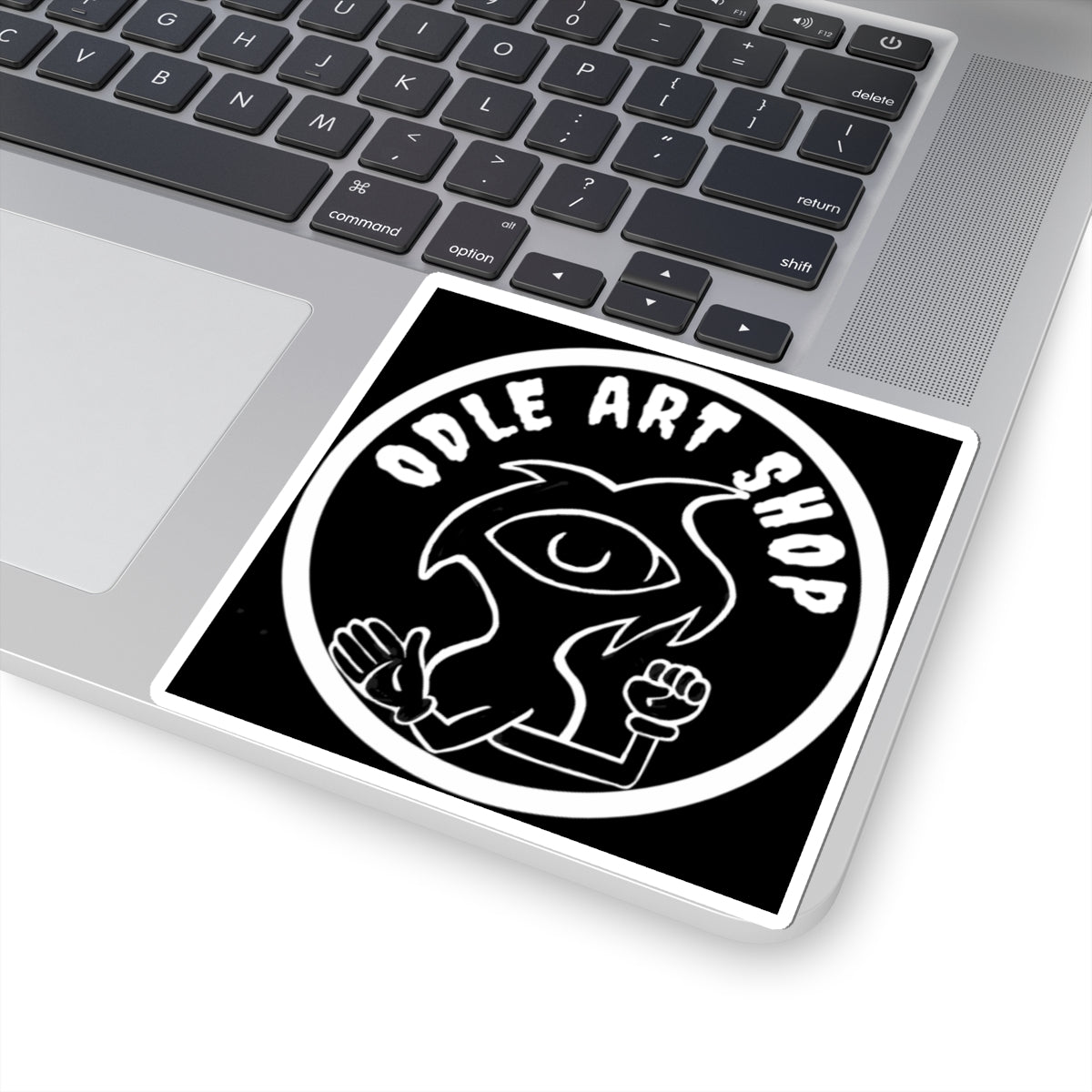 Kiss-Cut Sticker — Odle Art Shop Monochrome Logo (Square Laptop Stickers)