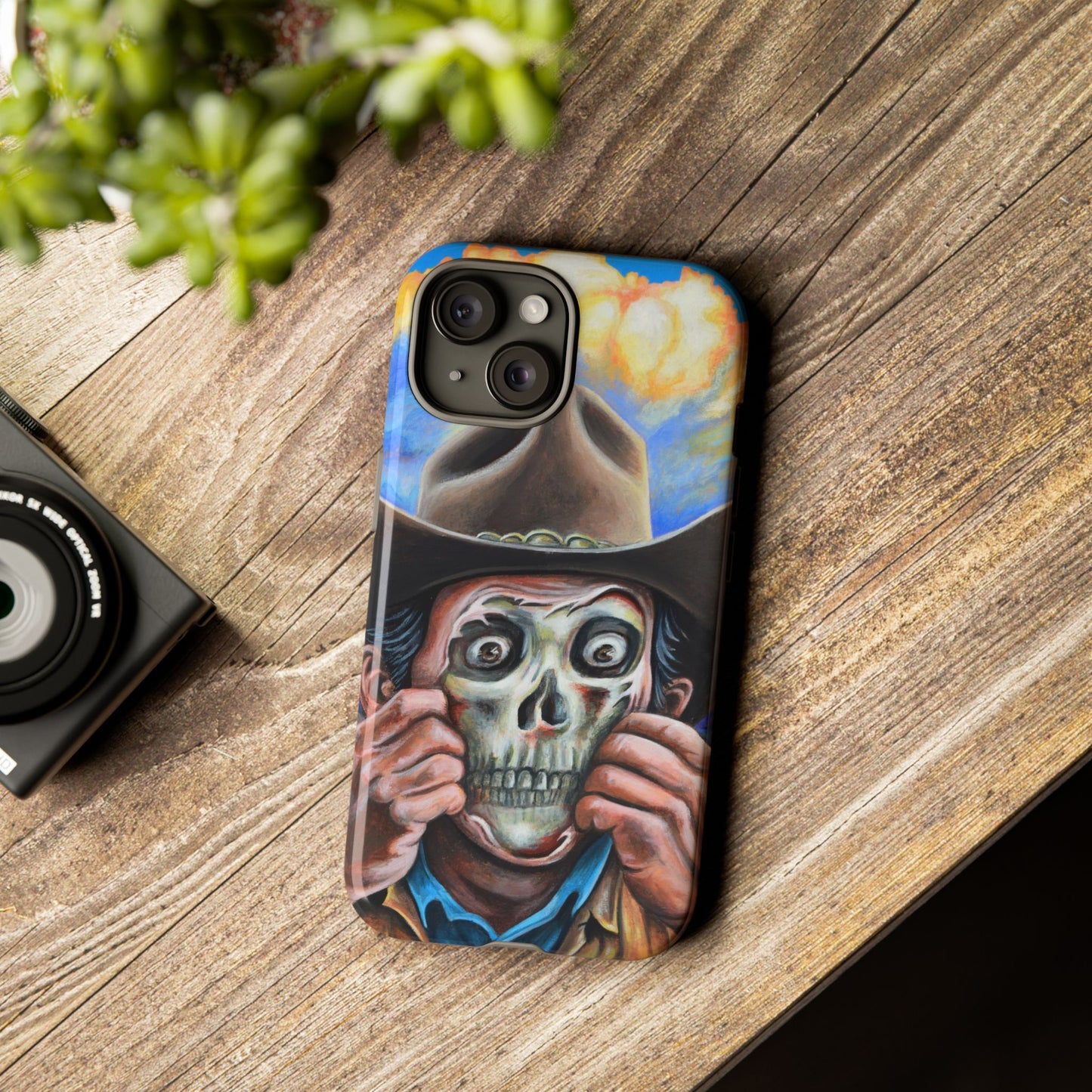 Skull Cowboy Phone Case - Tough Cases with Bold Artwork, Unique Gift for Halloween, Bold Aesthetic, Ideal for Music Lovers, [...]