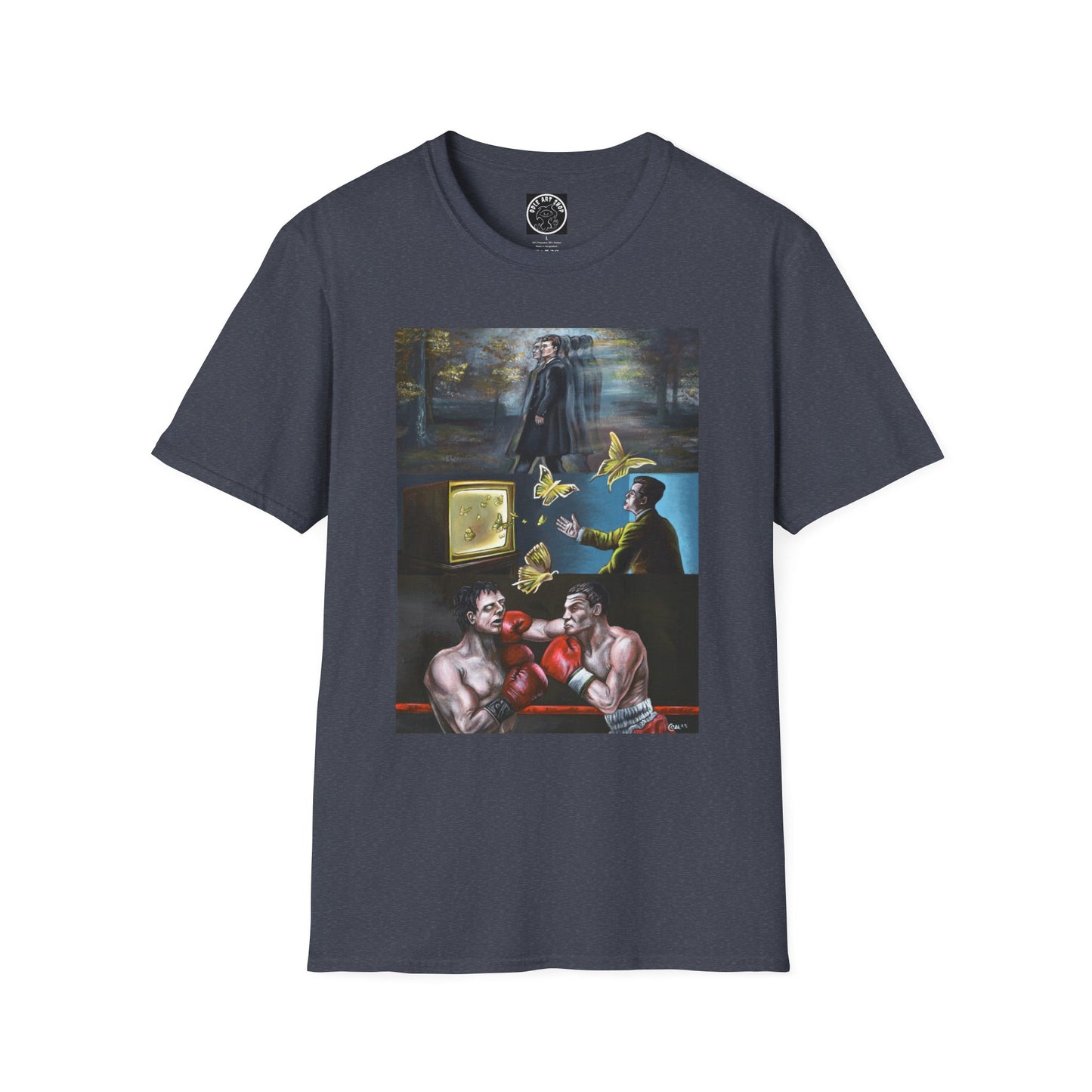 Surreal Boxing Scene T‑Shirt — Vintage Noir Collage Art Tee