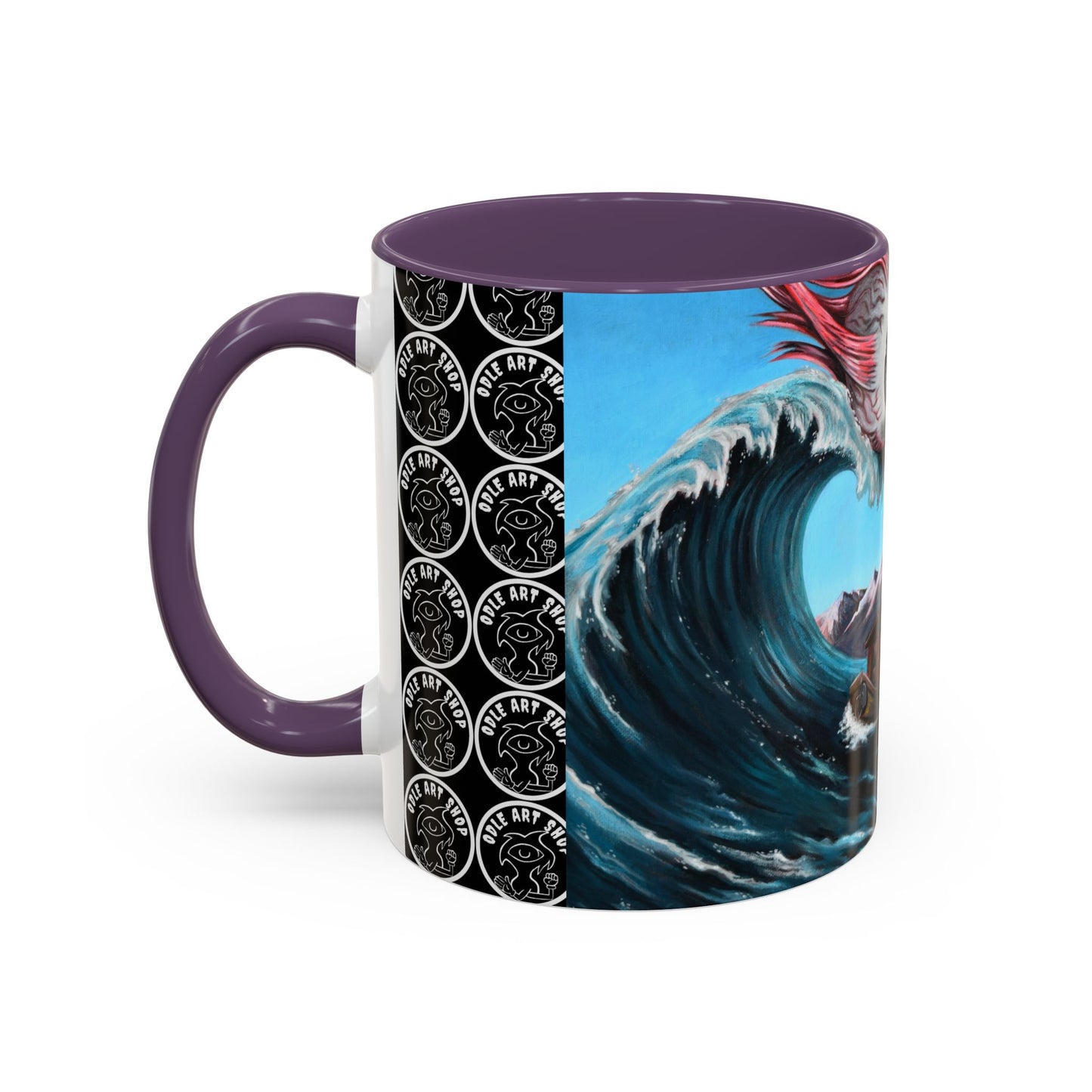 Surreal Sea Monster Accent Coffee Mug — Eyeball Wave Art (11/15oz)