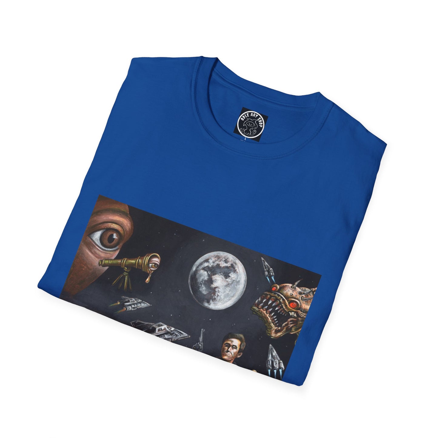 Space Opera Graphic T-Shirt — Retro Sci‑Fi Planet & Heroes Design