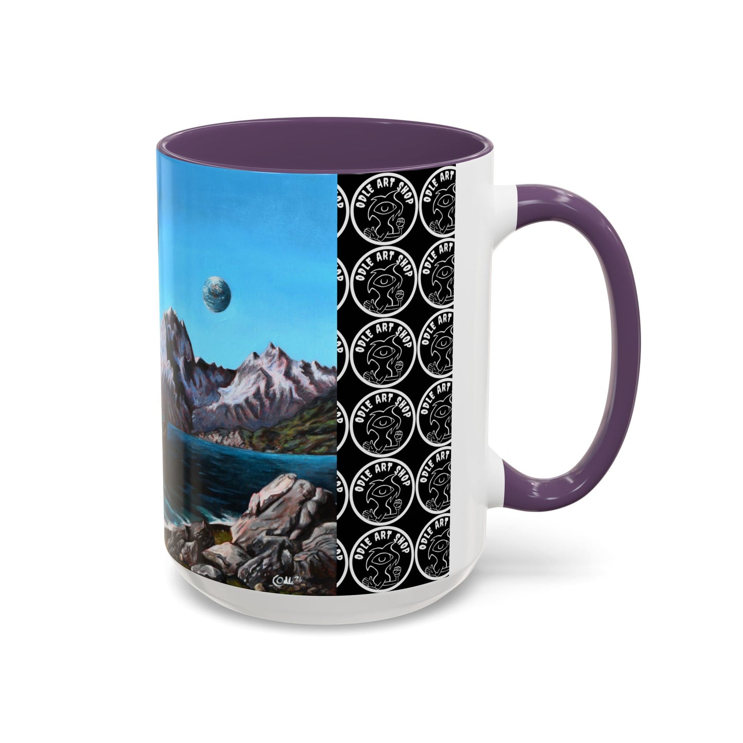 Surreal Sea Monster Accent Coffee Mug — Eyeball Wave Art (11/15oz)
