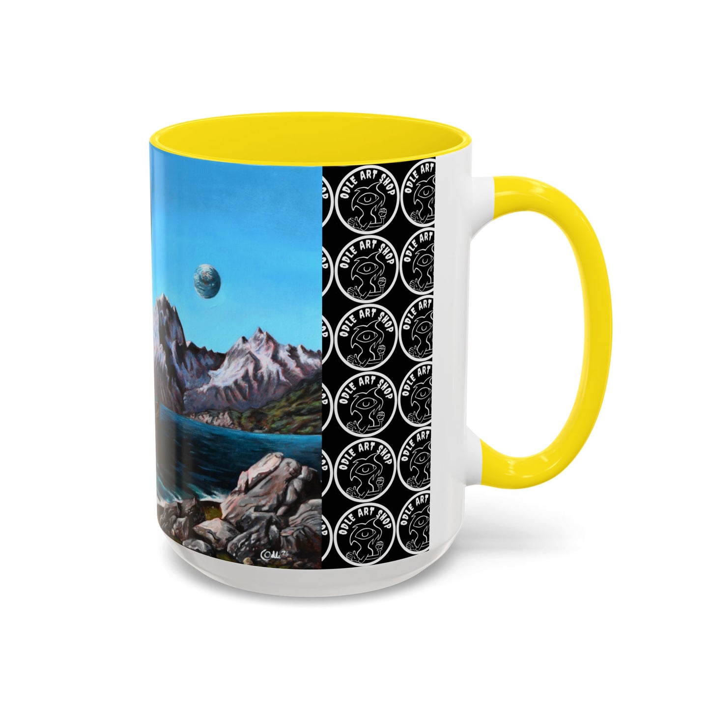 Surreal Sea Monster Accent Coffee Mug — Eyeball Wave Art (11/15oz)