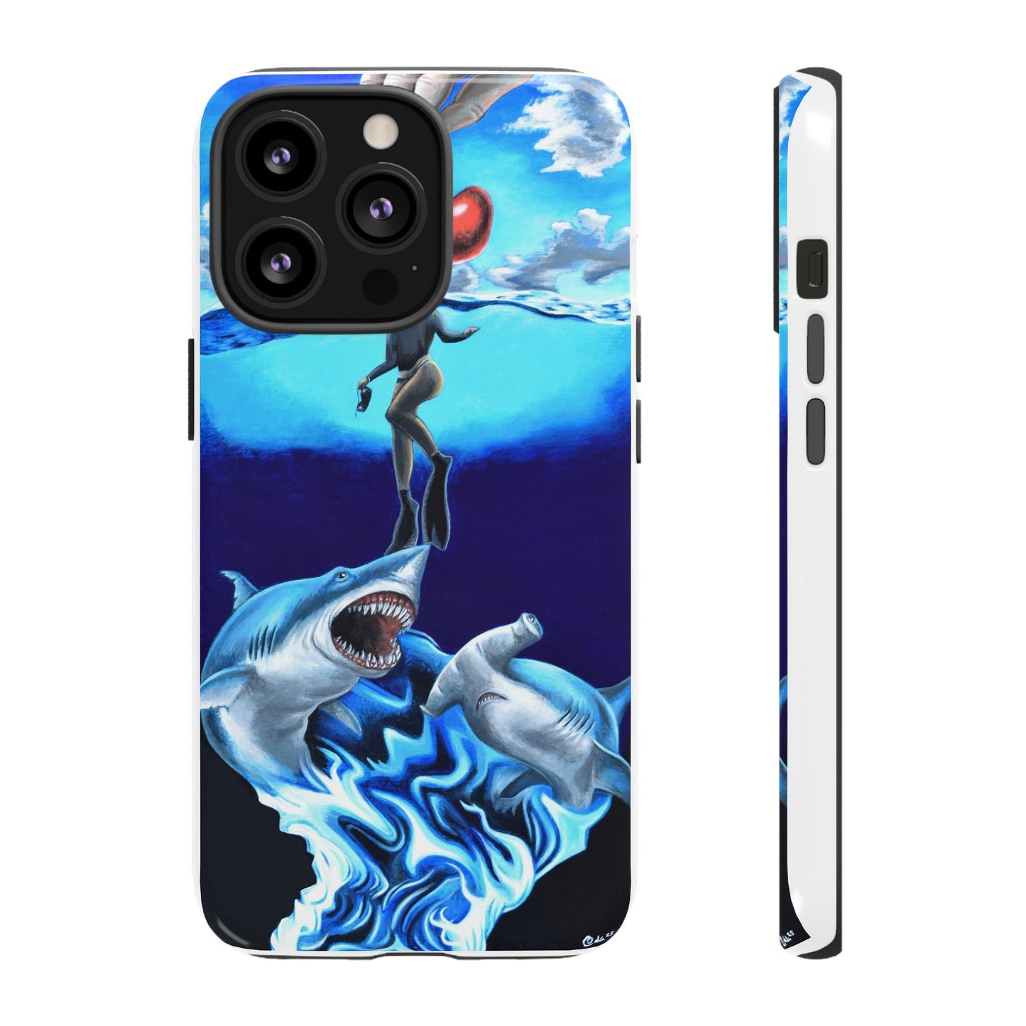 Shark Art Phone Case - Tough Cases, Unique Phone Accessories, Ocean-Inspired Gift, Underwater Art, Fun Phone Cover, Beach Lover Gift