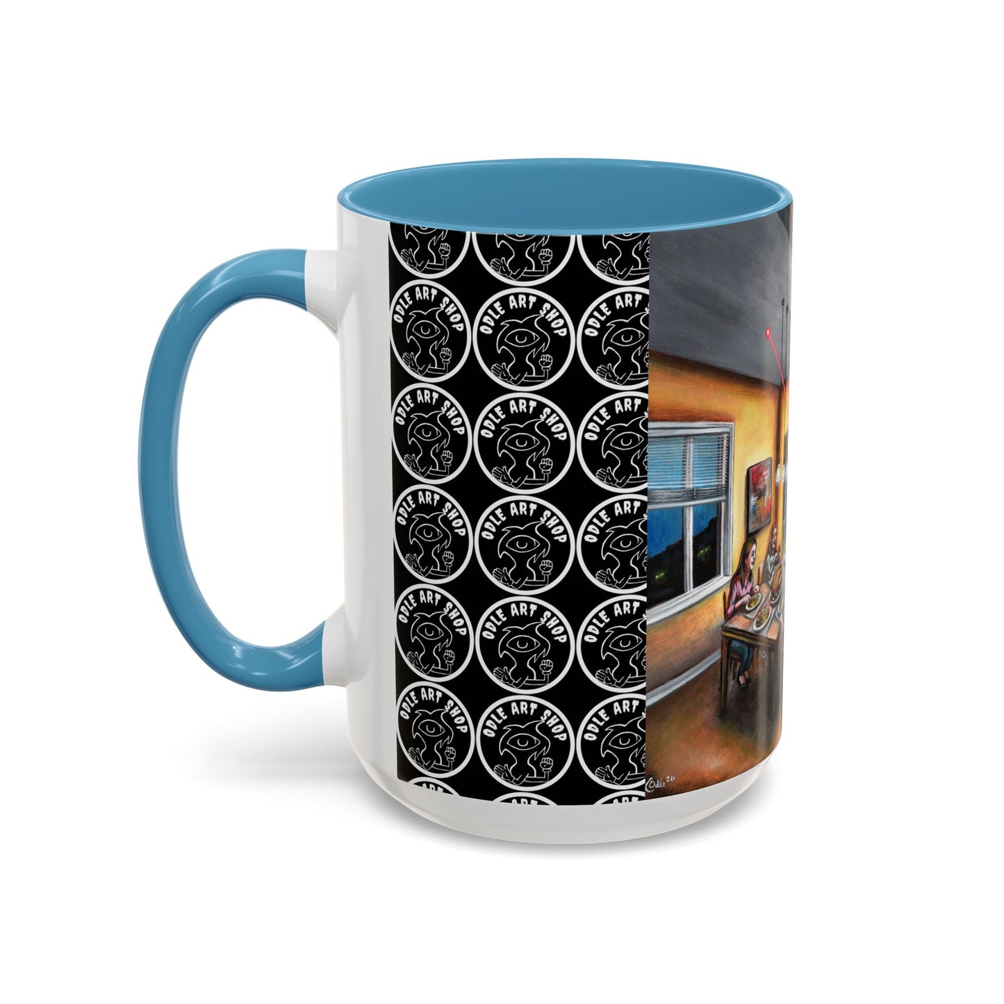 Surreal Dinner Party Accent Coffee Mug — Whimsical Art Coffee Cup (11/15oz)