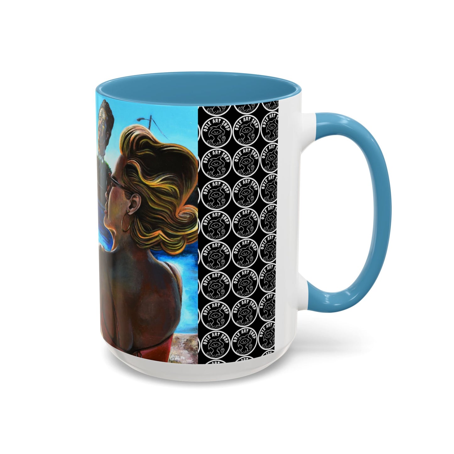 Surreal Poolside Art Coffee Mug — Color Accent 11/15oz