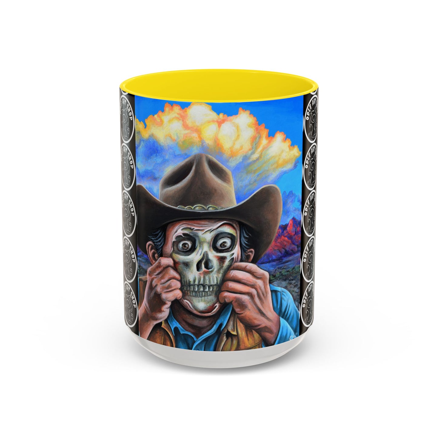 Day of the Dead Accent Coffee Mug, Colorful Skull Design Mug, Halloween Coffee Cup, Unique Art Coffee Mug