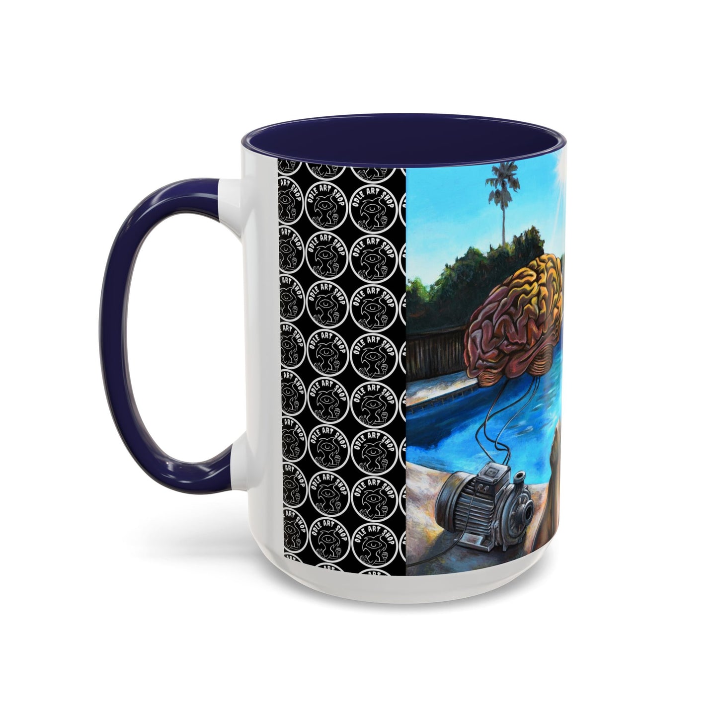 Surreal Poolside Art Coffee Mug — Color Accent 11/15oz