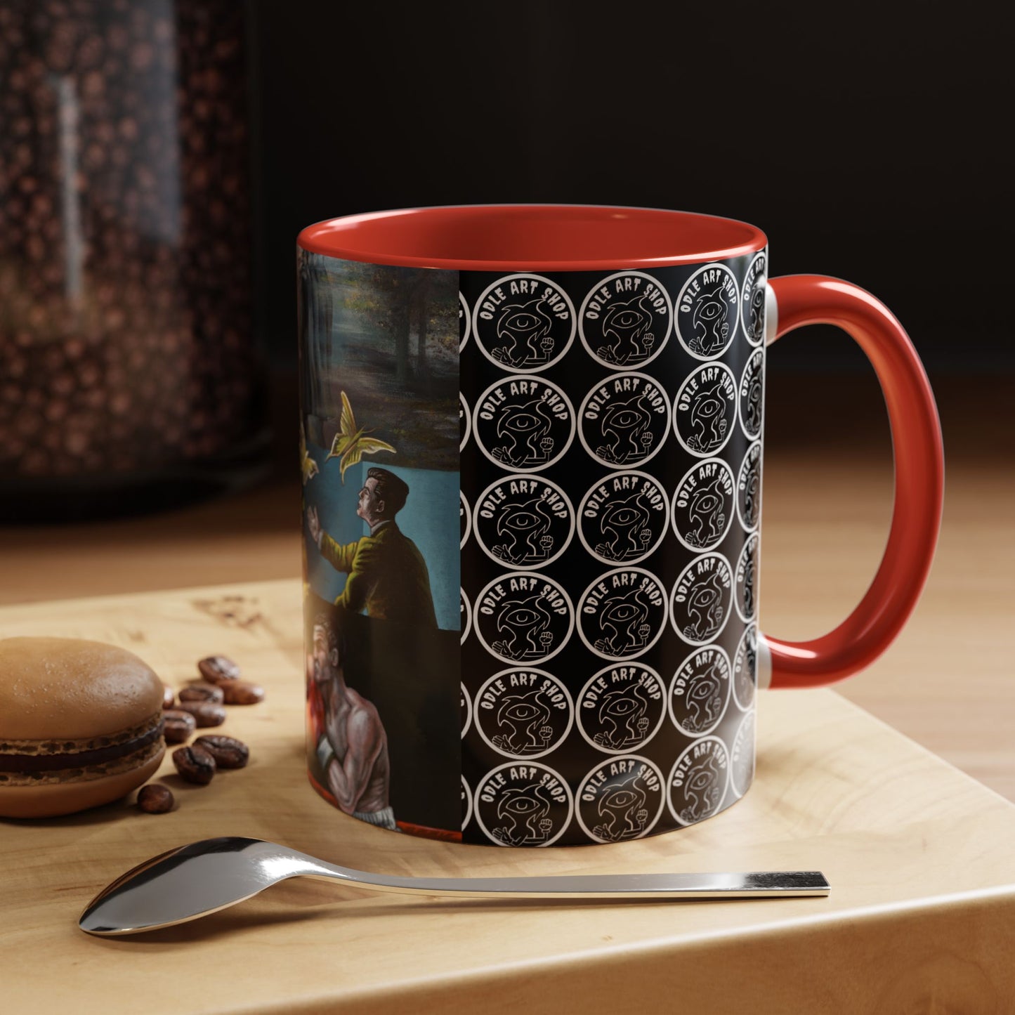 Literary Classics Collage Accent Coffee Mug — Boxing, Butterflies & Dark Forest Art (11/15oz)