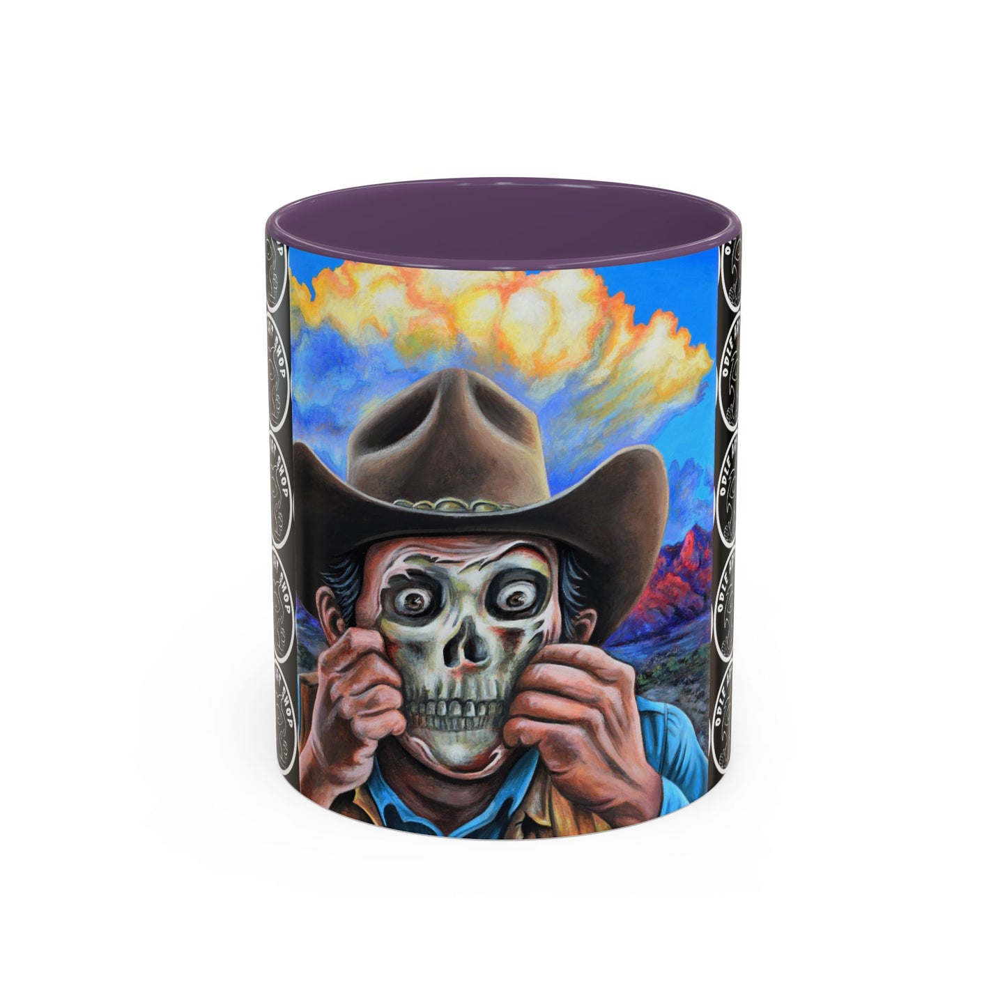 Day of the Dead Accent Coffee Mug, Colorful Skull Design Mug, Halloween Coffee Cup, Unique Art Coffee Mug