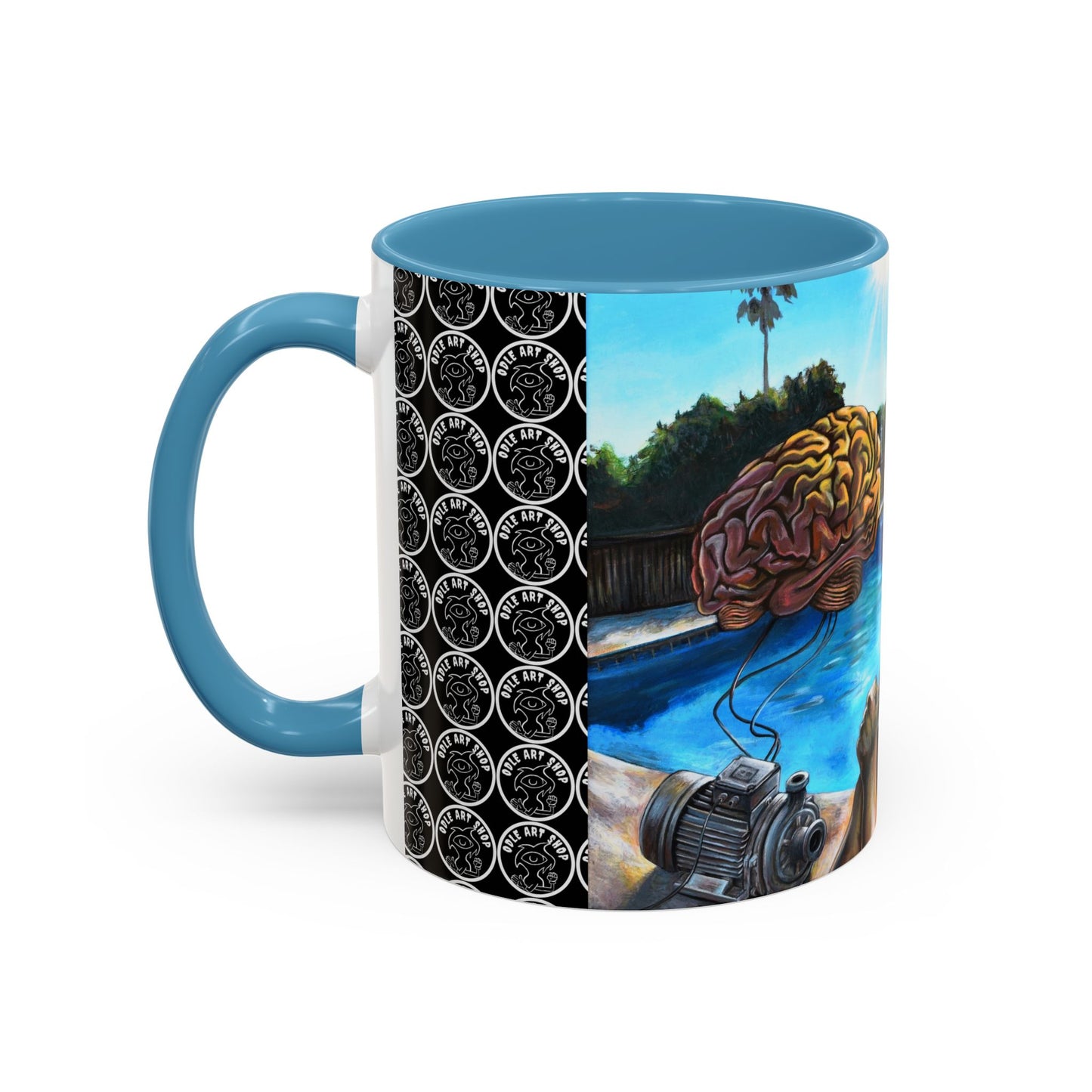 Surreal Poolside Art Coffee Mug — Color Accent 11/15oz