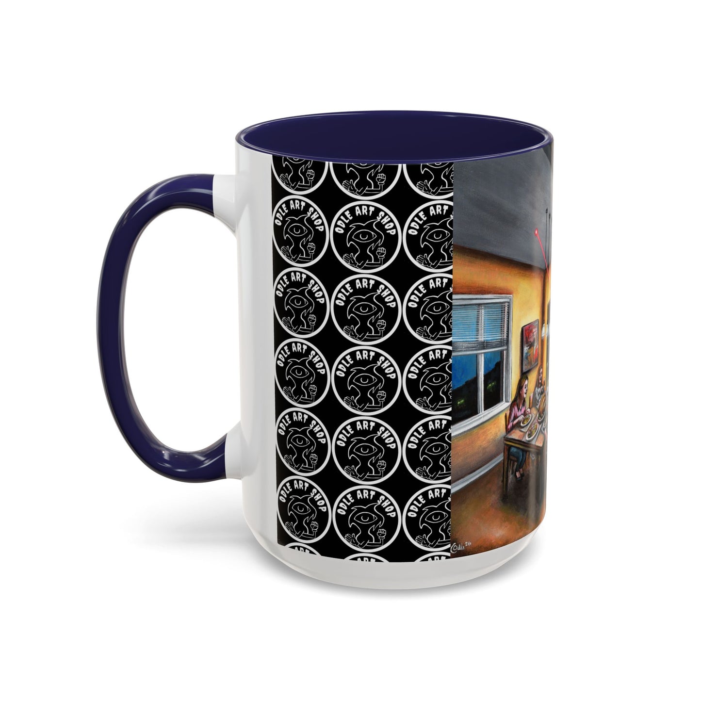 Surreal Dinner Party Accent Coffee Mug — Whimsical Art Coffee Cup (11/15oz)