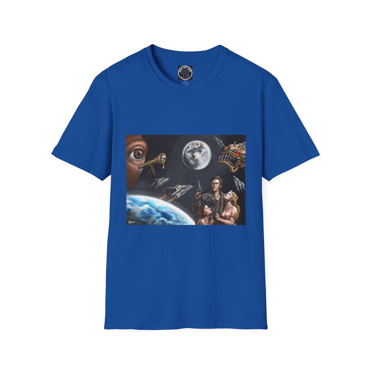 Space Opera Graphic T-Shirt — Retro Sci‑Fi Planet & Heroes Design