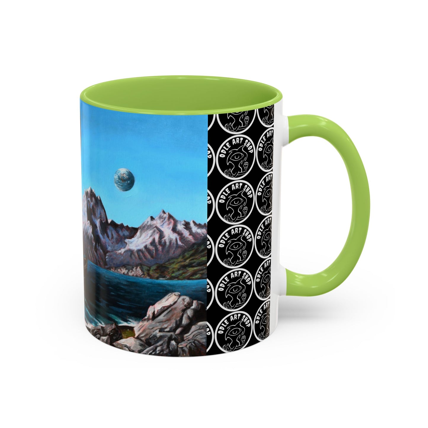 Surreal Sea Monster Accent Coffee Mug — Eyeball Wave Art (11/15oz)
