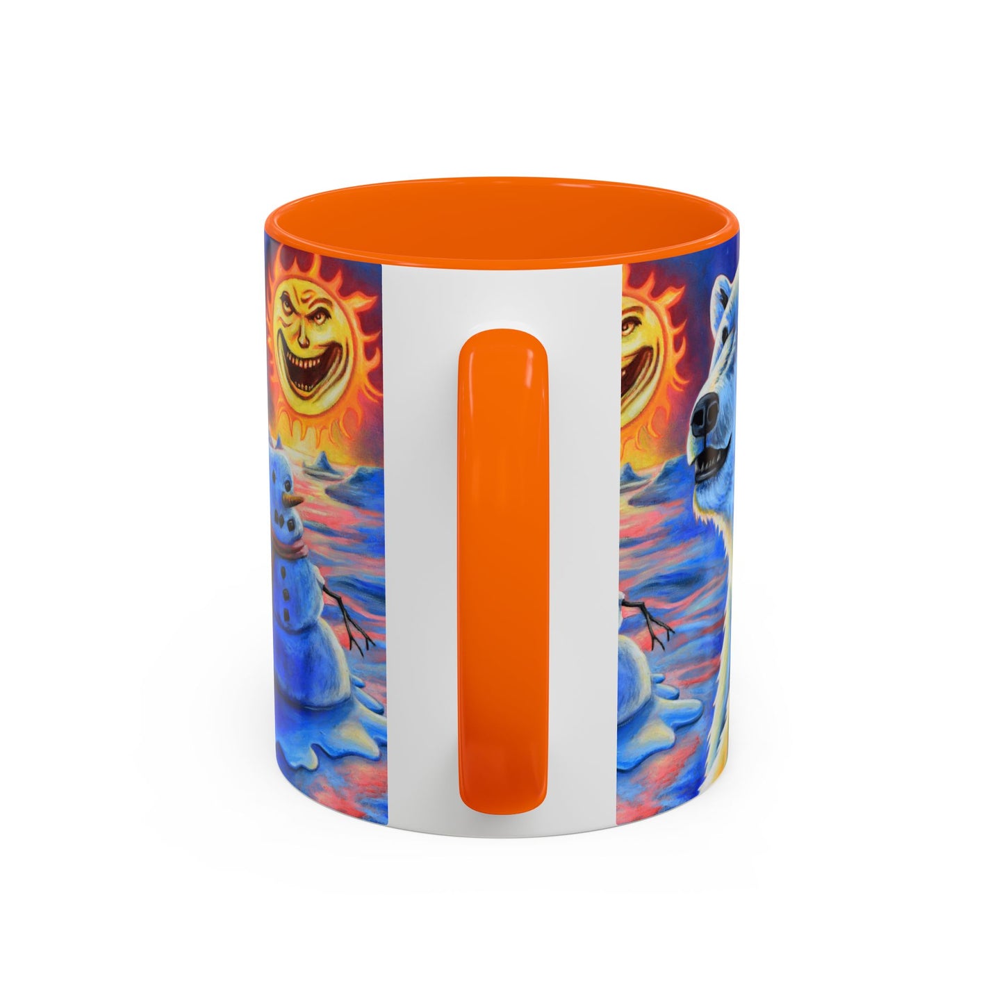 Vibrant Polar Art Coffee Mug | Fun Winter Beverage Cup, Holiday Gift, Unique Decor, Colorful Drinkware, Snowman Design