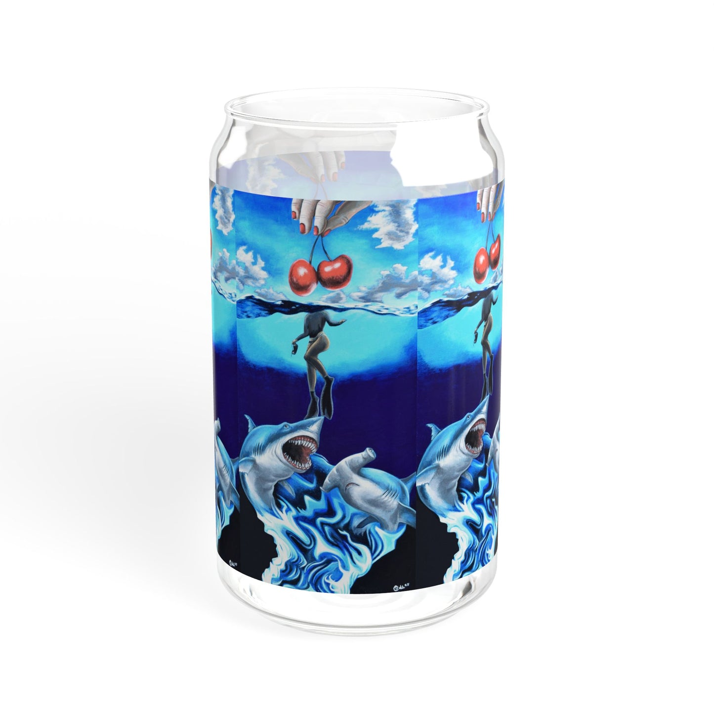 Artistic Sipper Glass with Straw, 16oz - Fun Summer Drinkware, Unique Gift for Friends, Beach Party Accessory, Ocean Themed Decor, [...]