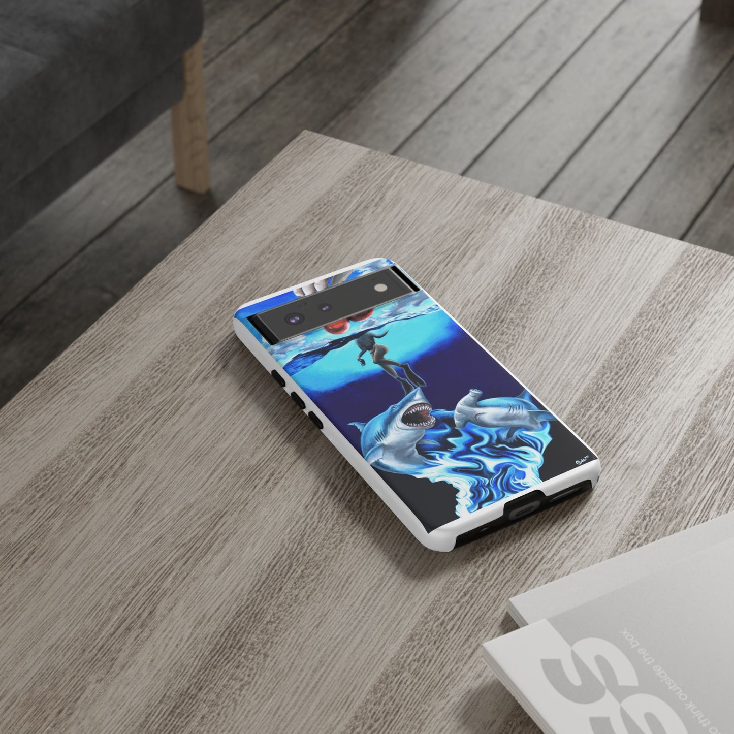 Shark Art Phone Case - Tough Cases, Unique Phone Accessories, Ocean-Inspired Gift, Underwater Art, Fun Phone Cover, Beach Lover Gift
